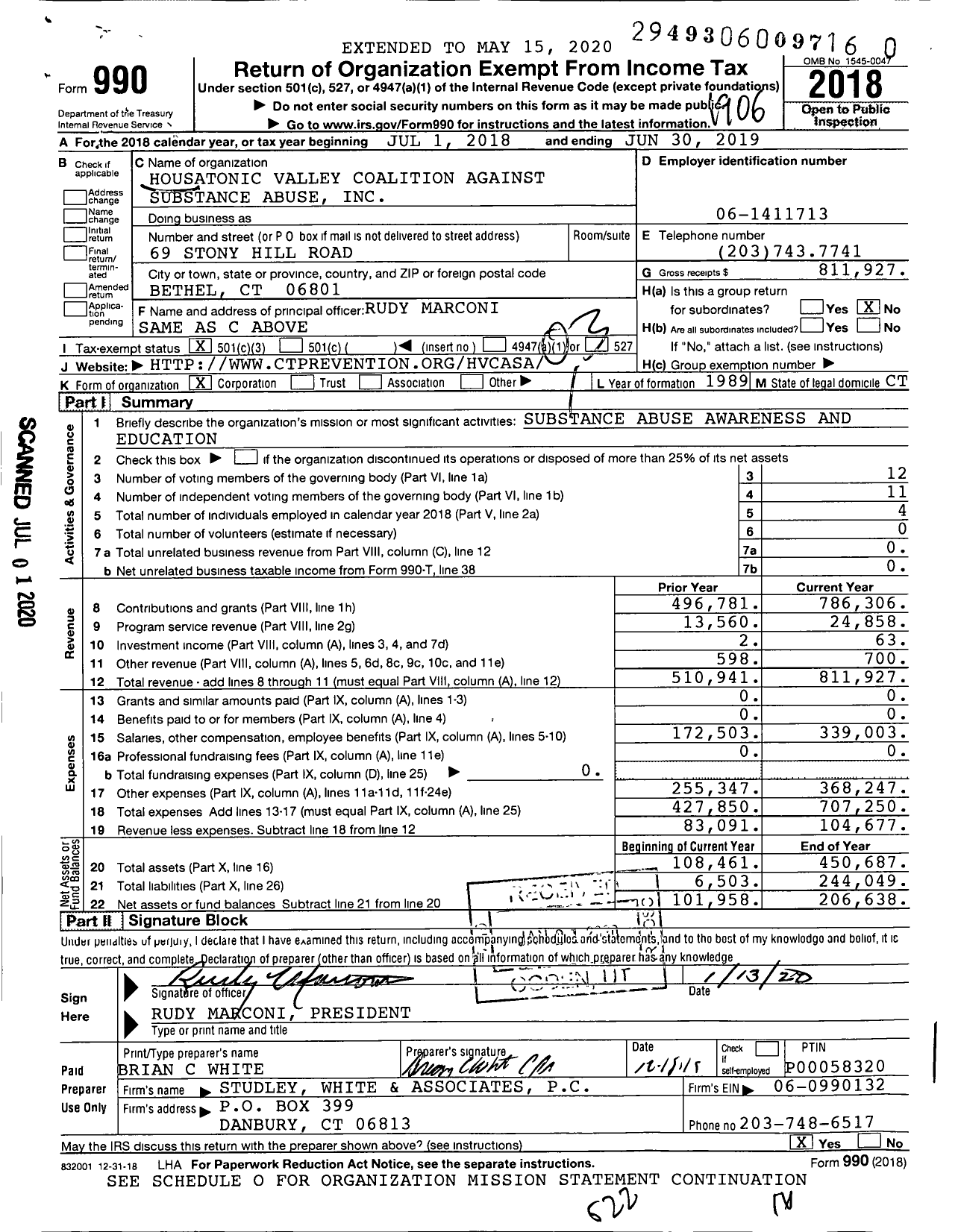 Image of first page of 2018 Form 990 for Western Connecticut Coalition