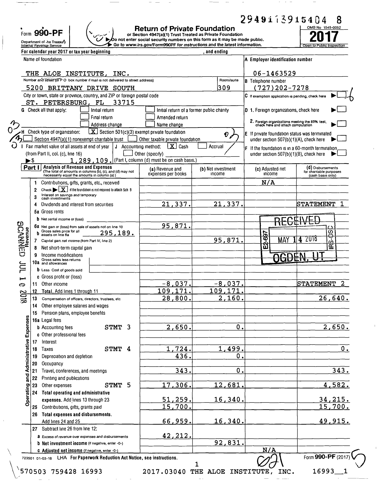 Image of first page of 2017 Form 990PF for The Clarke Family Foundation