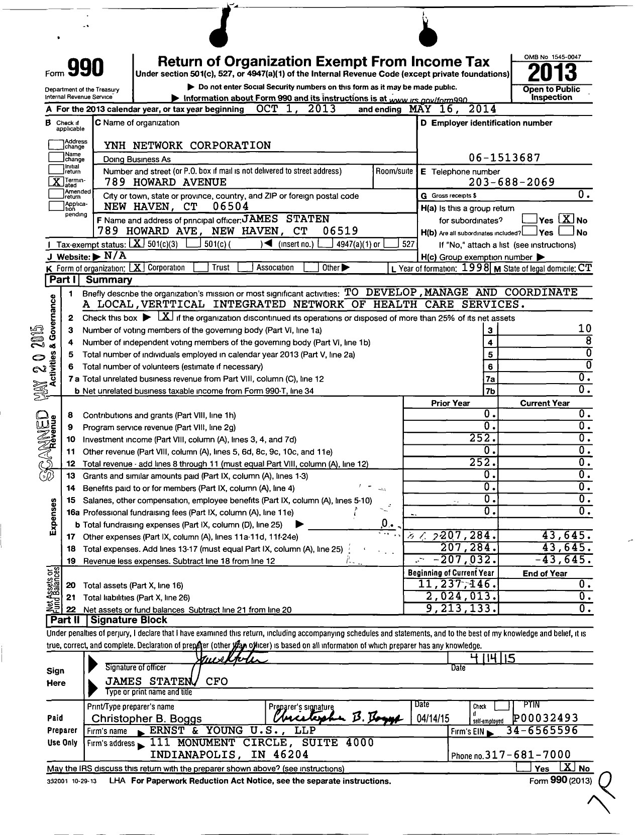 Image of first page of 2013 Form 990 for Ynh Network Corporation