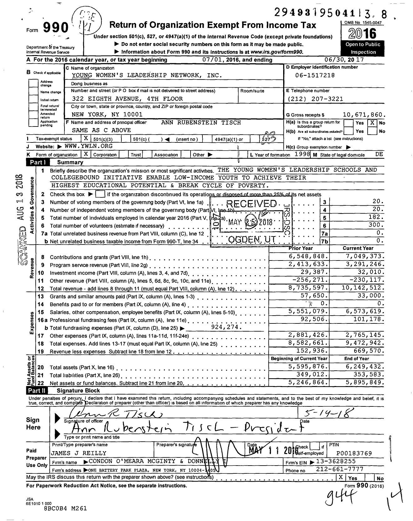 Image of first page of 2016 Form 990 for Student Leadership Network