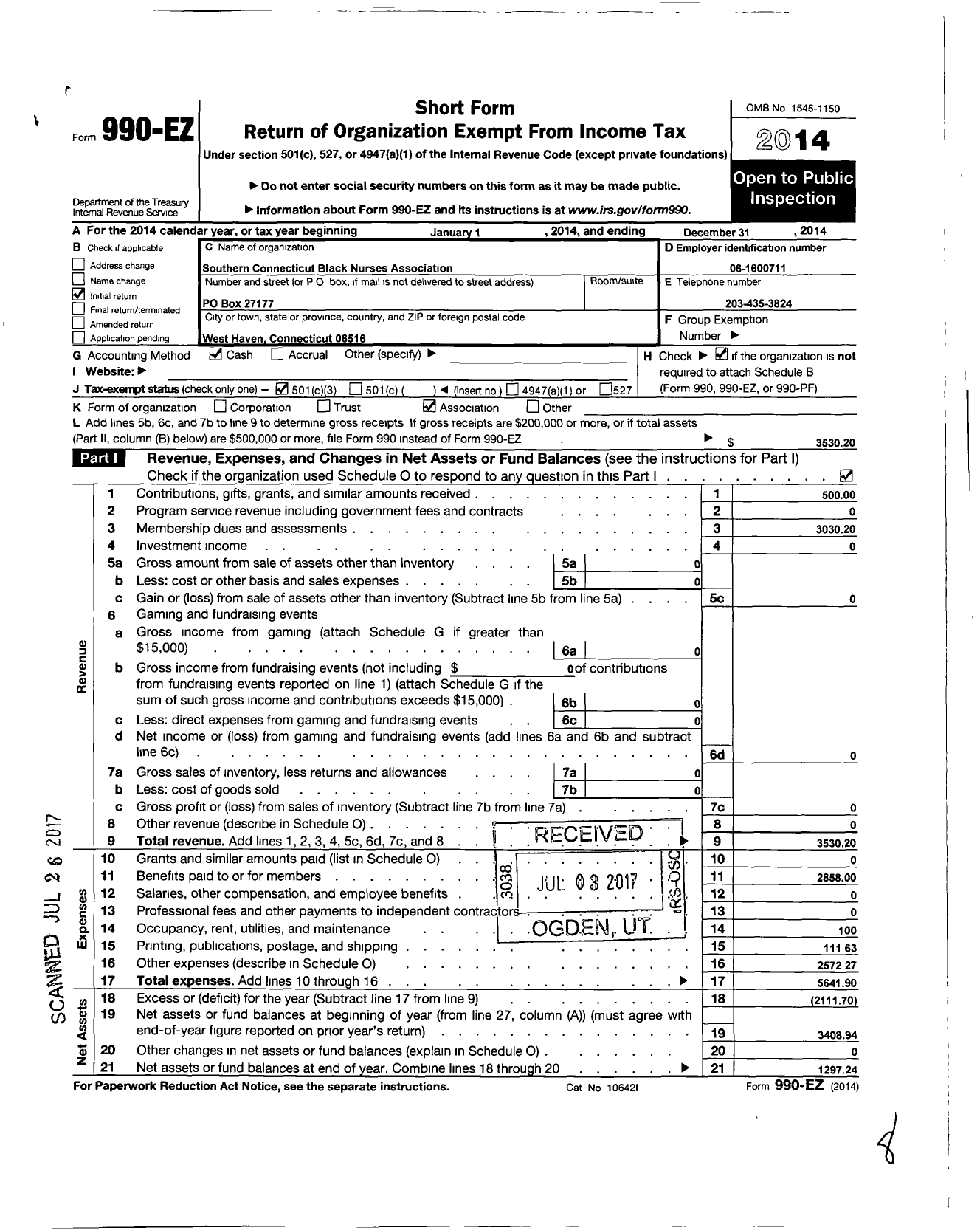 Image of first page of 2014 Form 990EZ for Southern Connecticut Black Nurses Association