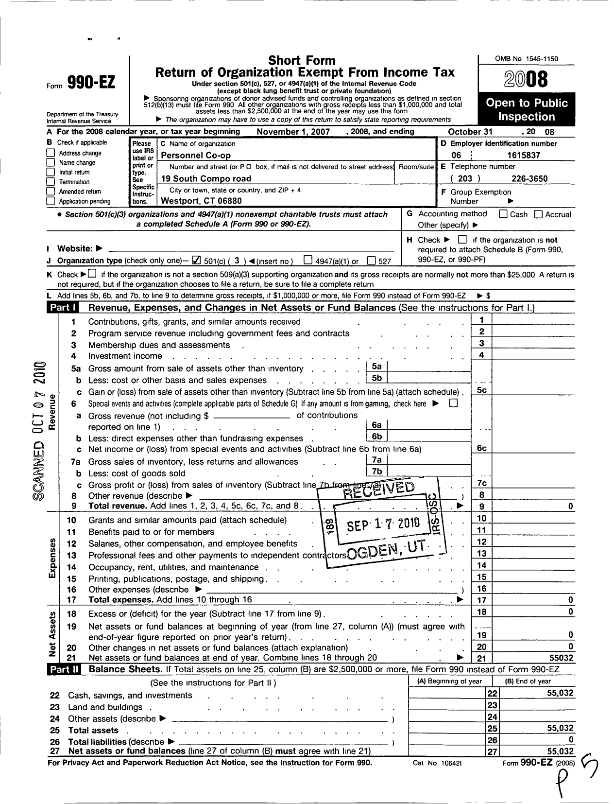 Image of first page of 2007 Form 990EZ for Personnel Coop