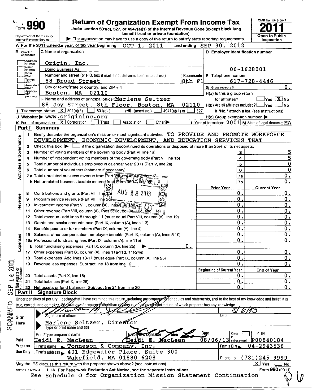 Image of first page of 2011 Form 990 for Jfflabs