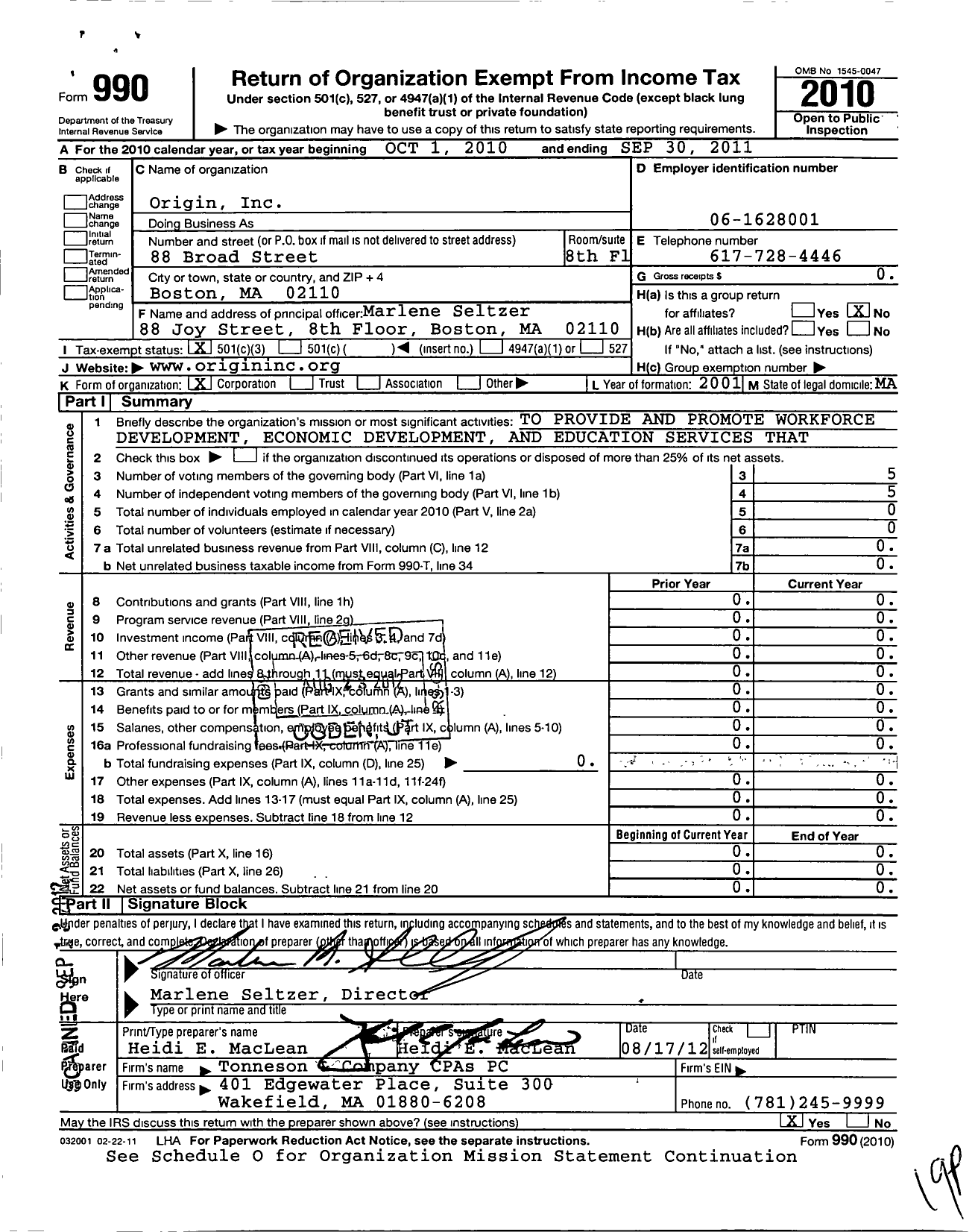 Image of first page of 2010 Form 990 for Jfflabs