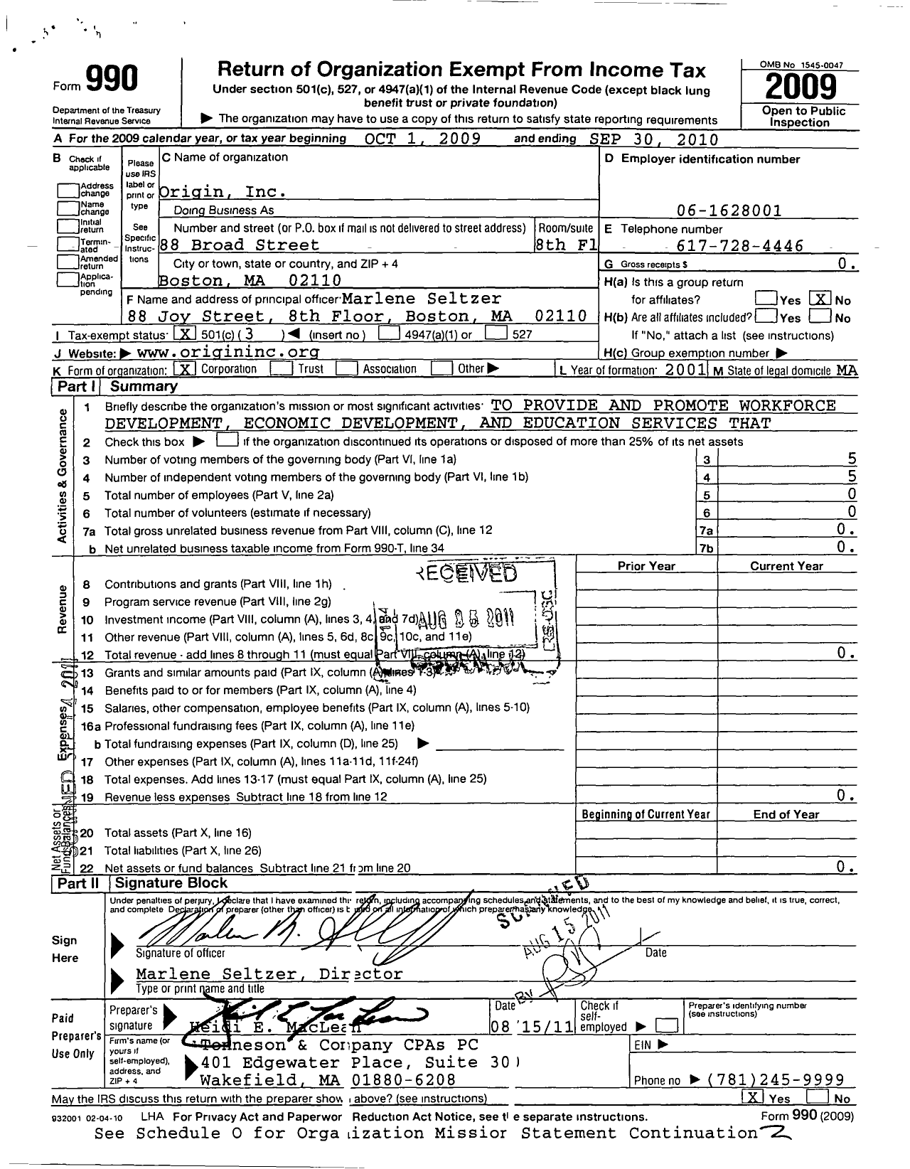 Image of first page of 2009 Form 990 for Jfflabs