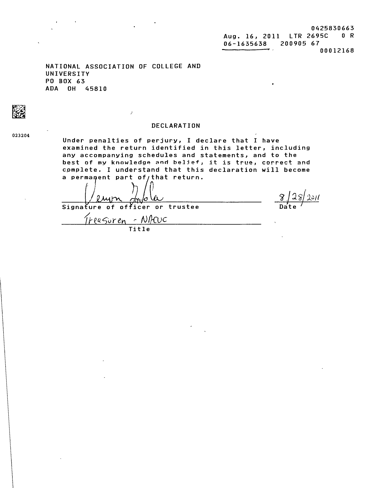 Image of first page of 2008 Form 990ER for Association for Chaplaincy and Spiritual Life in Higher Education