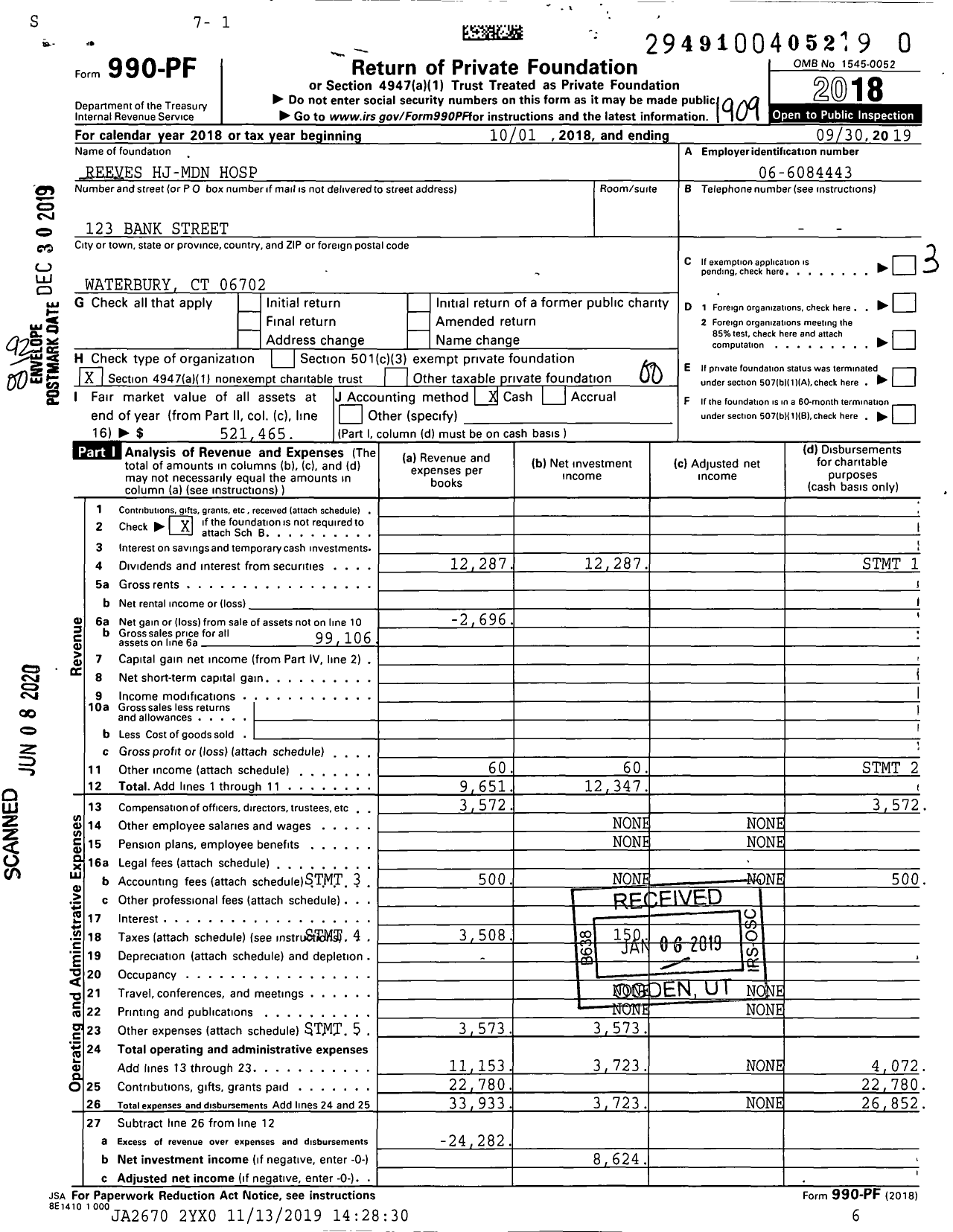 Image of first page of 2018 Form 990PR for Reeves HJ-MDN Hospital