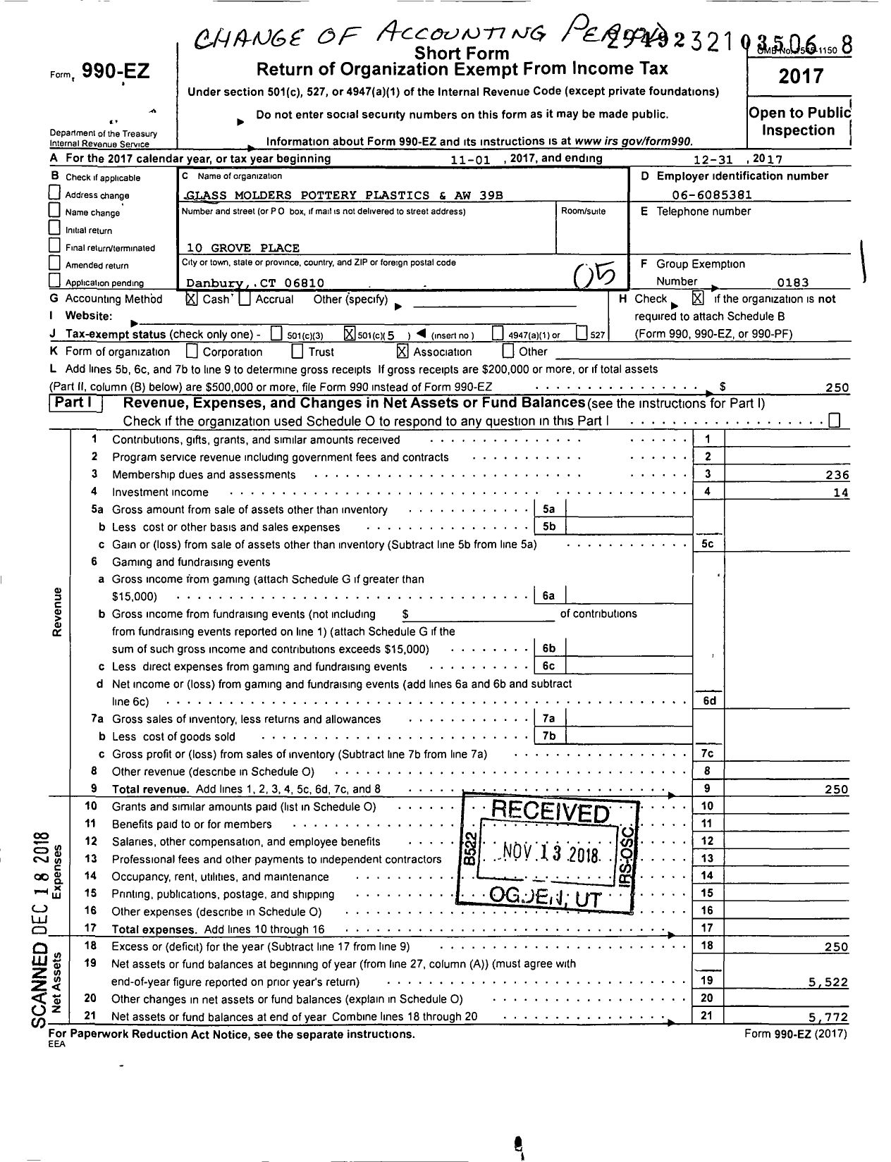 Image of first page of 2017 Form 990EO for United Steelworkers - 00039B