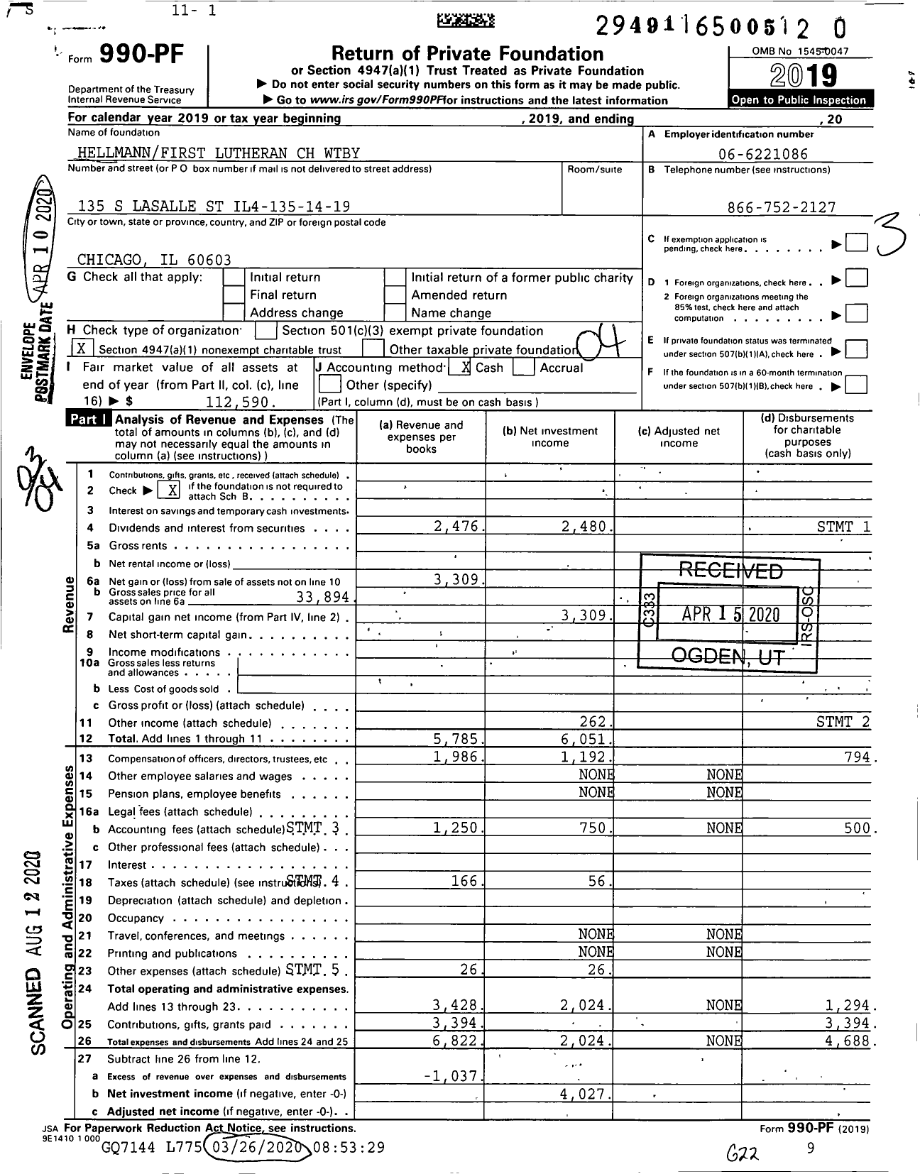 Image of first page of 2019 Form 990PR for Hellmannfirst Lutheran CH Wtby