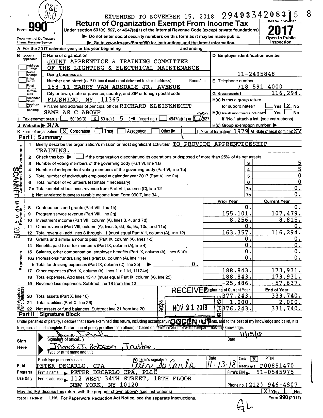 Image of first page of 2017 Form 990O for Joint Apprentice and Training Committee of the Lighting and Electrical Maintenance