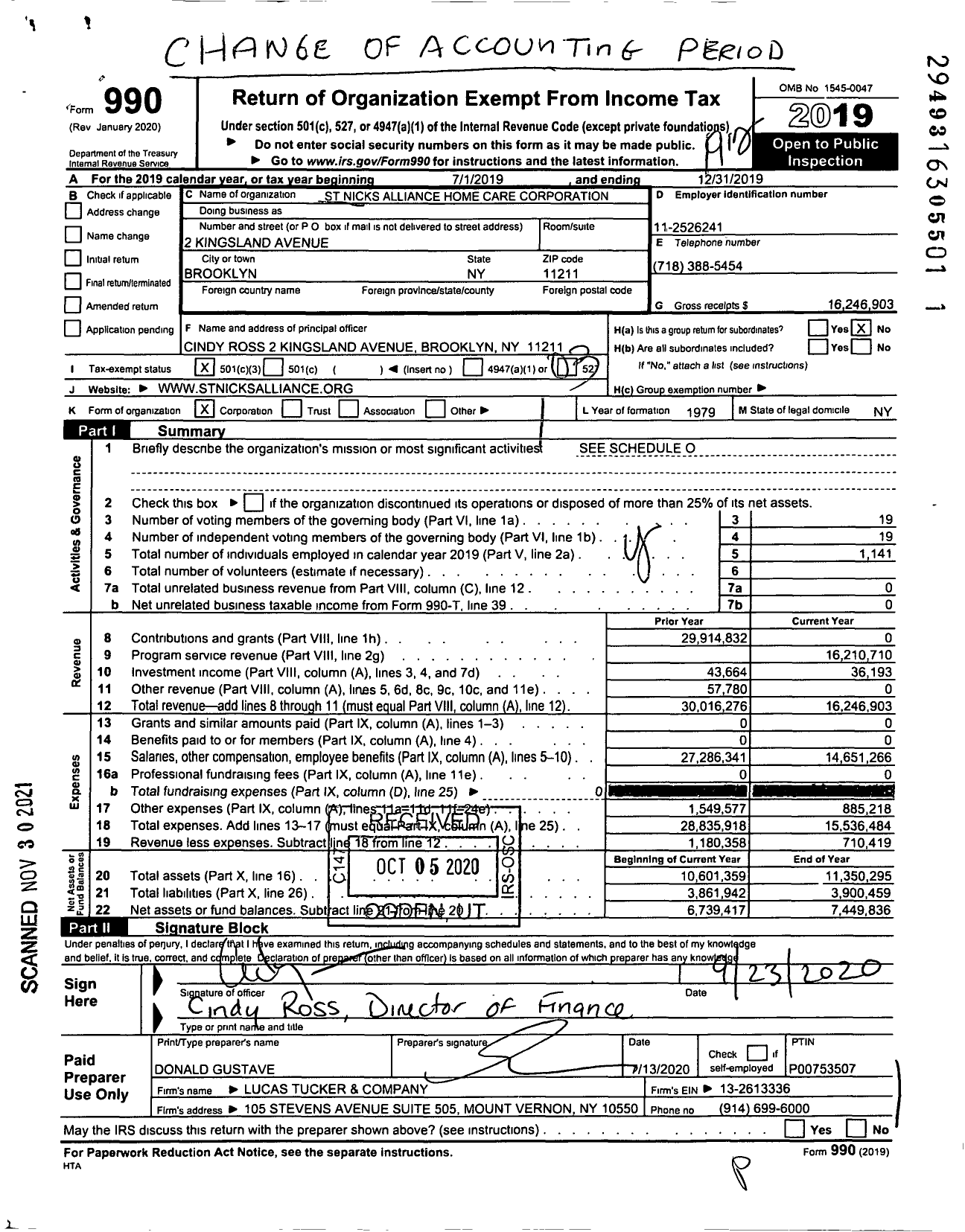 Image of first page of 2019 Form 990 for St Nicks Alliance Home Care Corporation