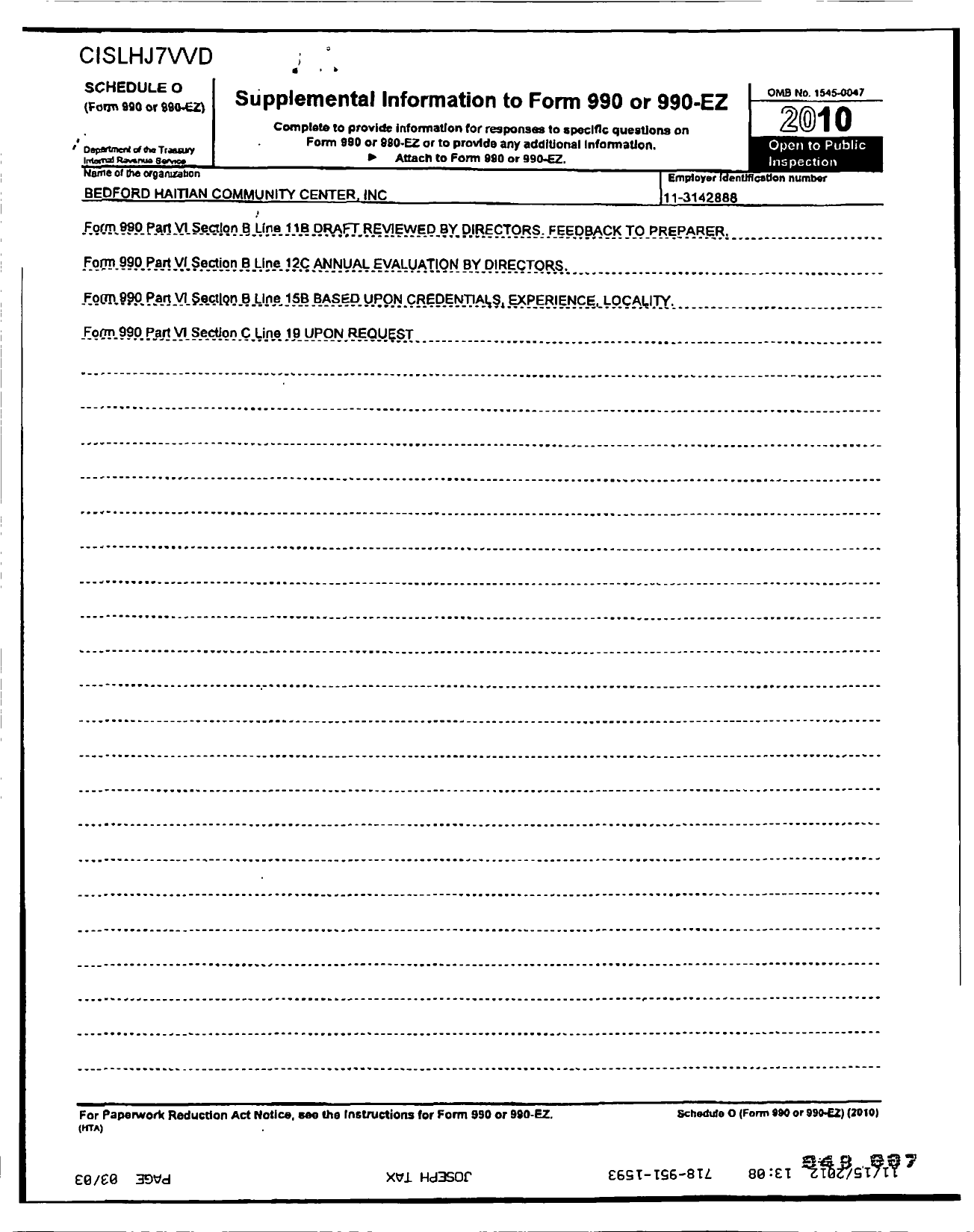 Image of first page of 2010 Form 990R for Bedford Haitian Community Center