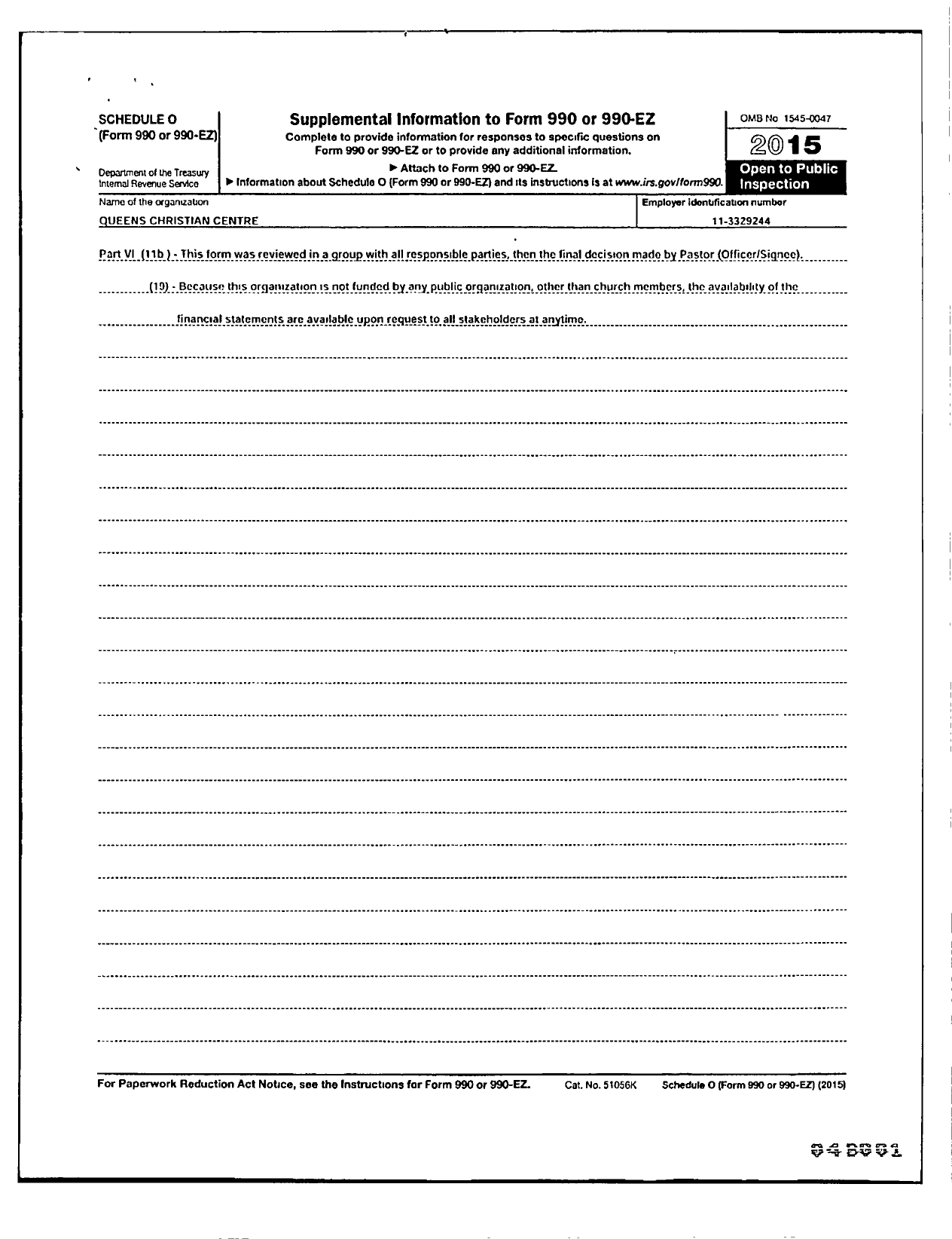 Image of first page of 2015 Form 990R for Destiny Cathedral