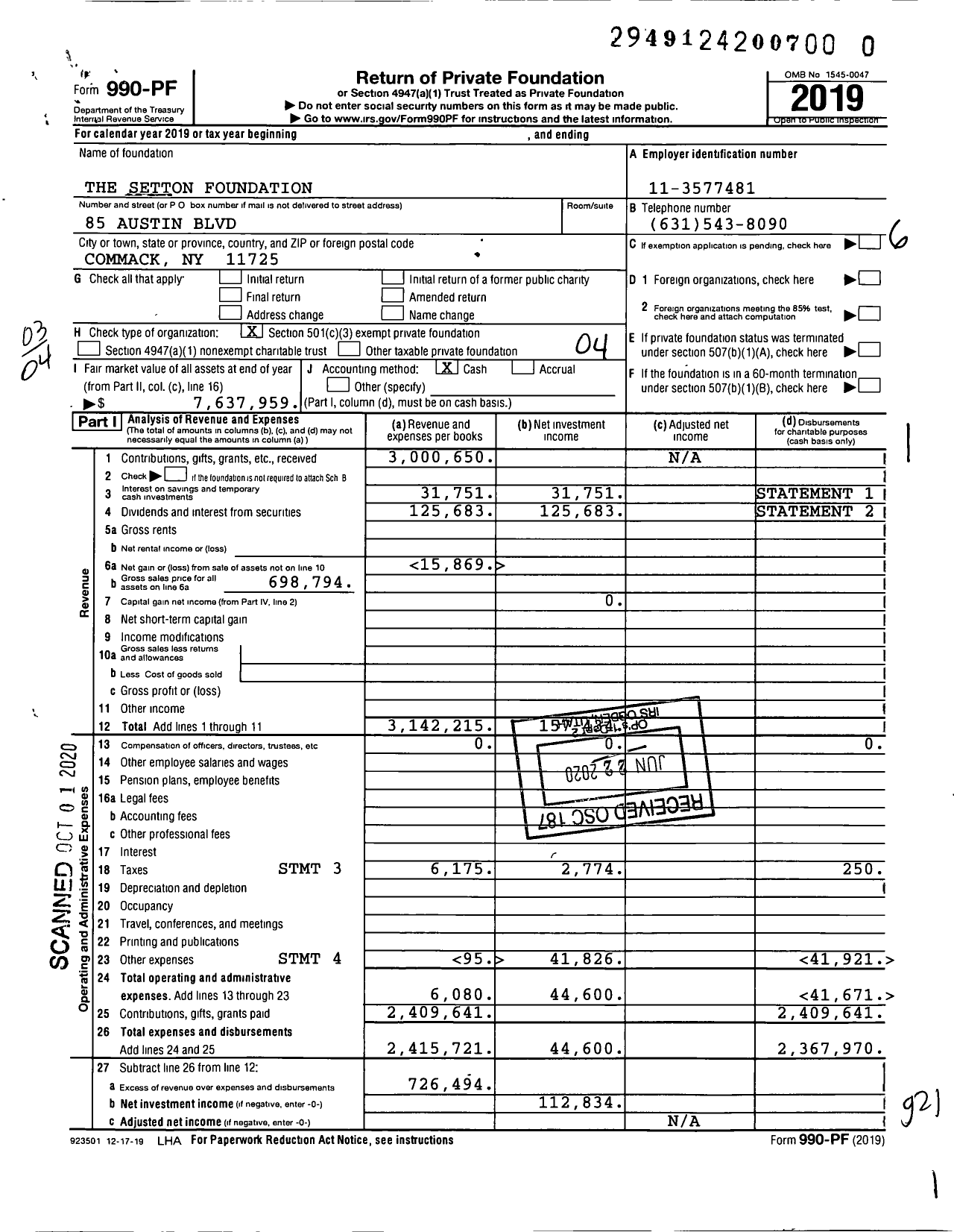 Image of first page of 2019 Form 990PR for Setton International Foods,