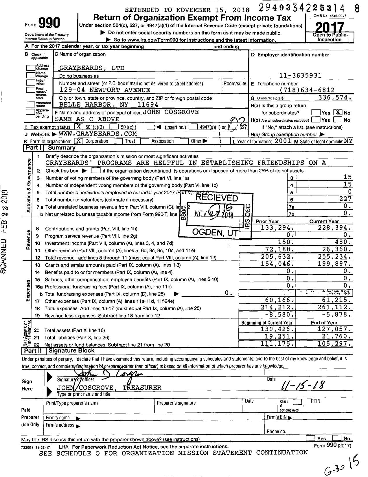 Image of first page of 2017 Form 990 for Graybeards