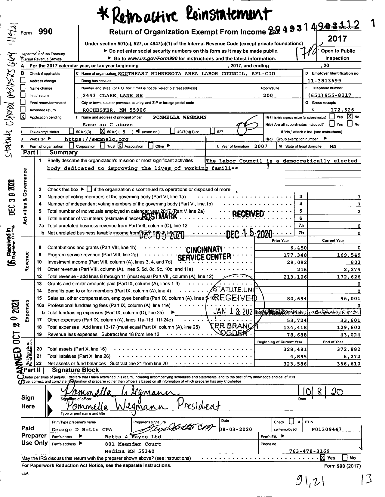 Image of first page of 2017 Form 990O for American Federation of Labor and Congress of Industrial Organizations