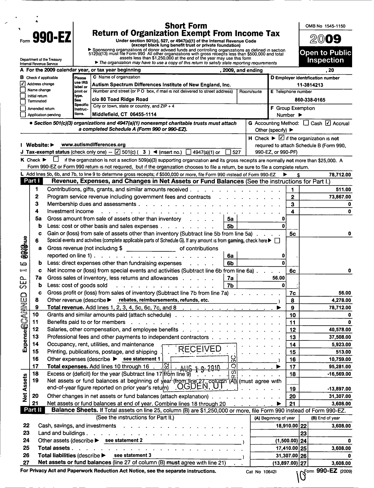 Image of first page of 2009 Form 990EZ for Community Navigators