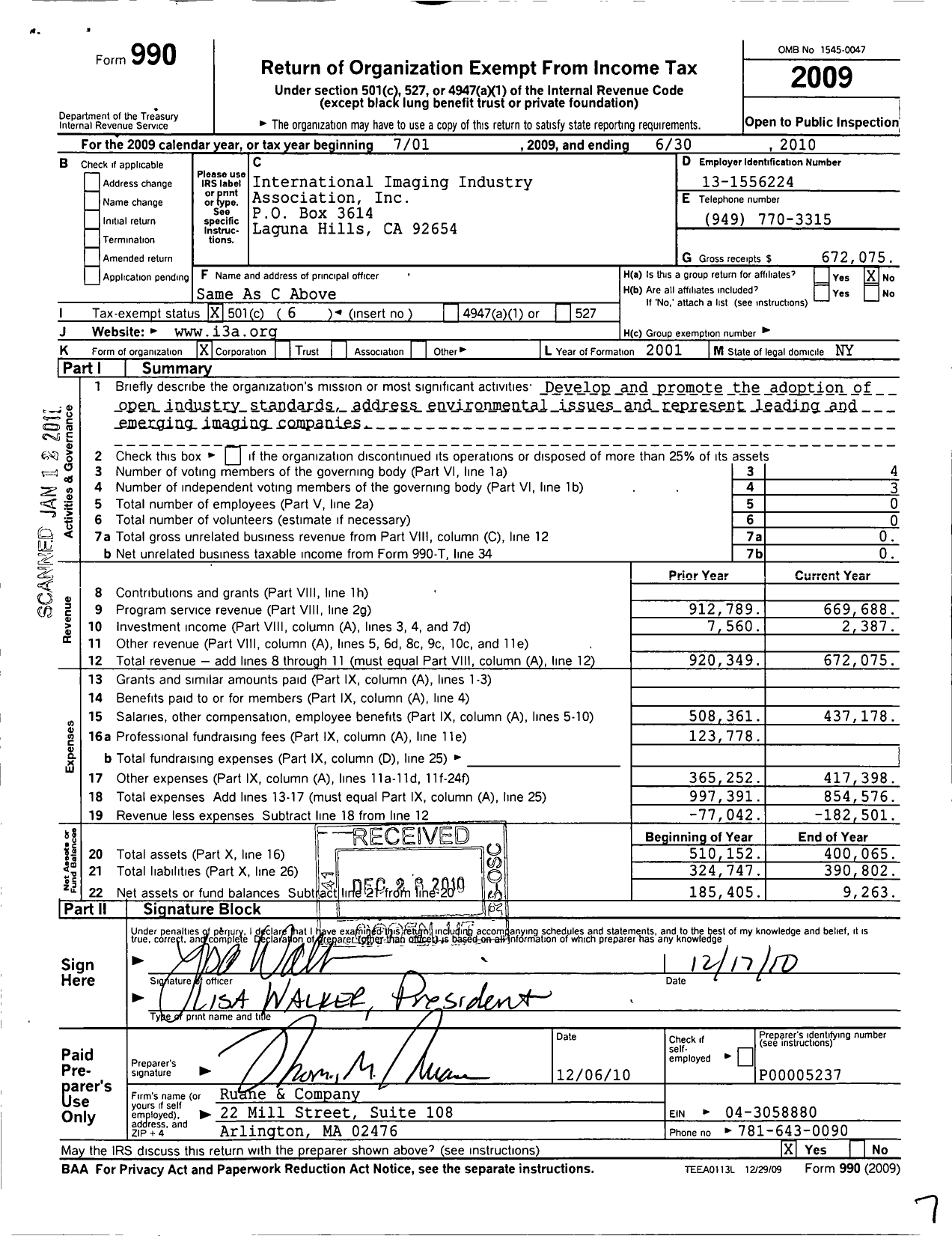 Image of first page of 2009 Form 990O for International Imaging Industry Association