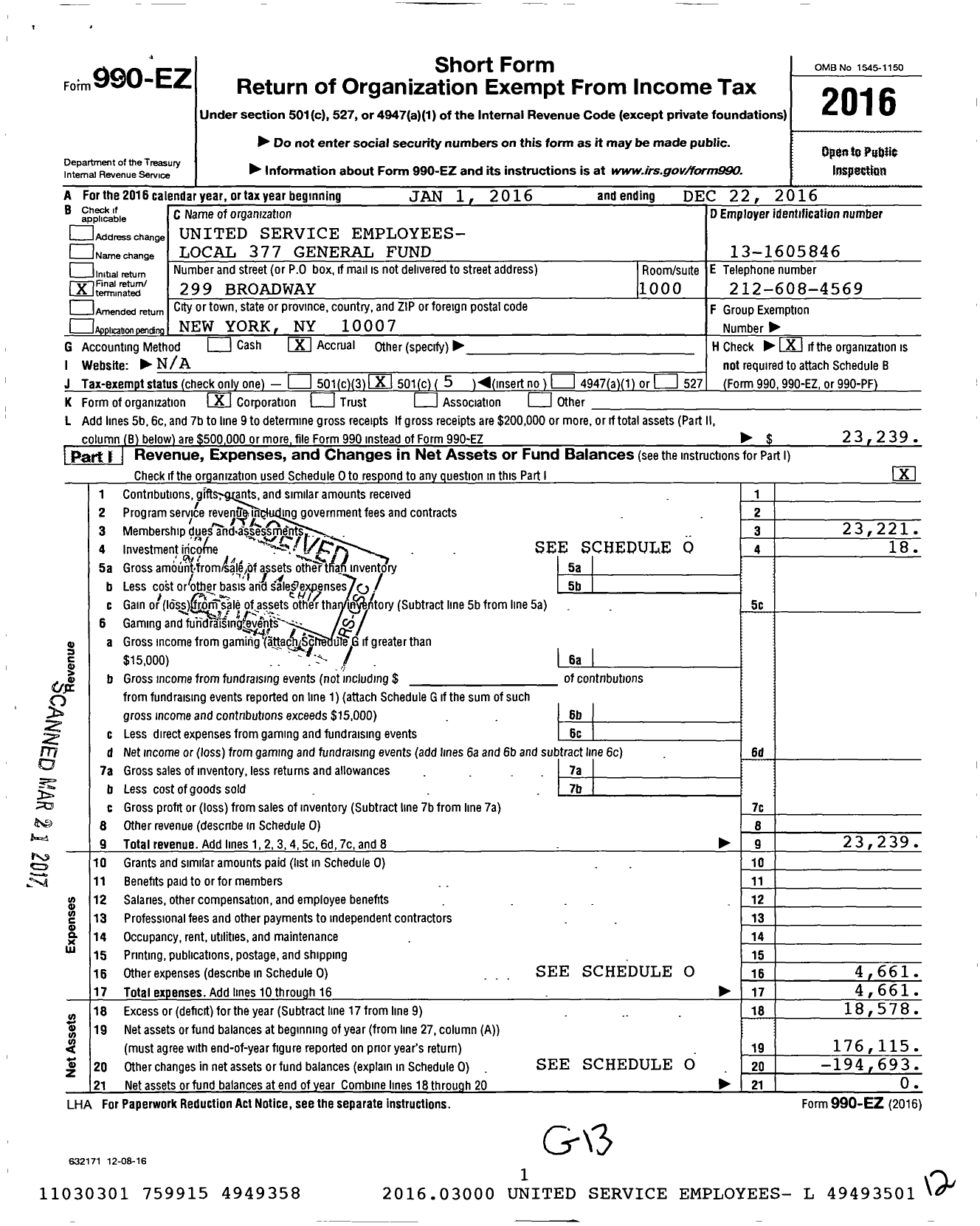 Image of first page of 2016 Form 990EO for Retail Wholesale and Department Store Union - 377 RWDS