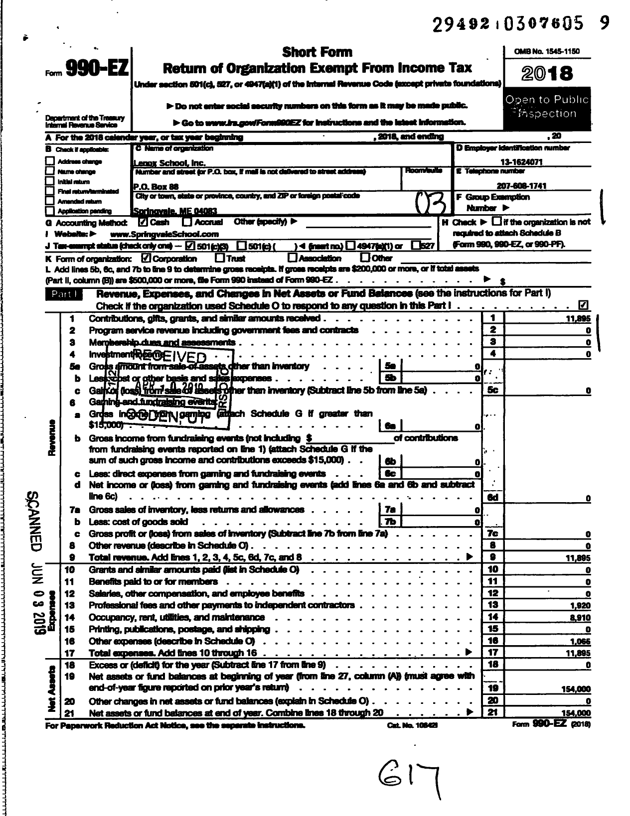 Image of first page of 2018 Form 990EZ for The Congress Of Debate