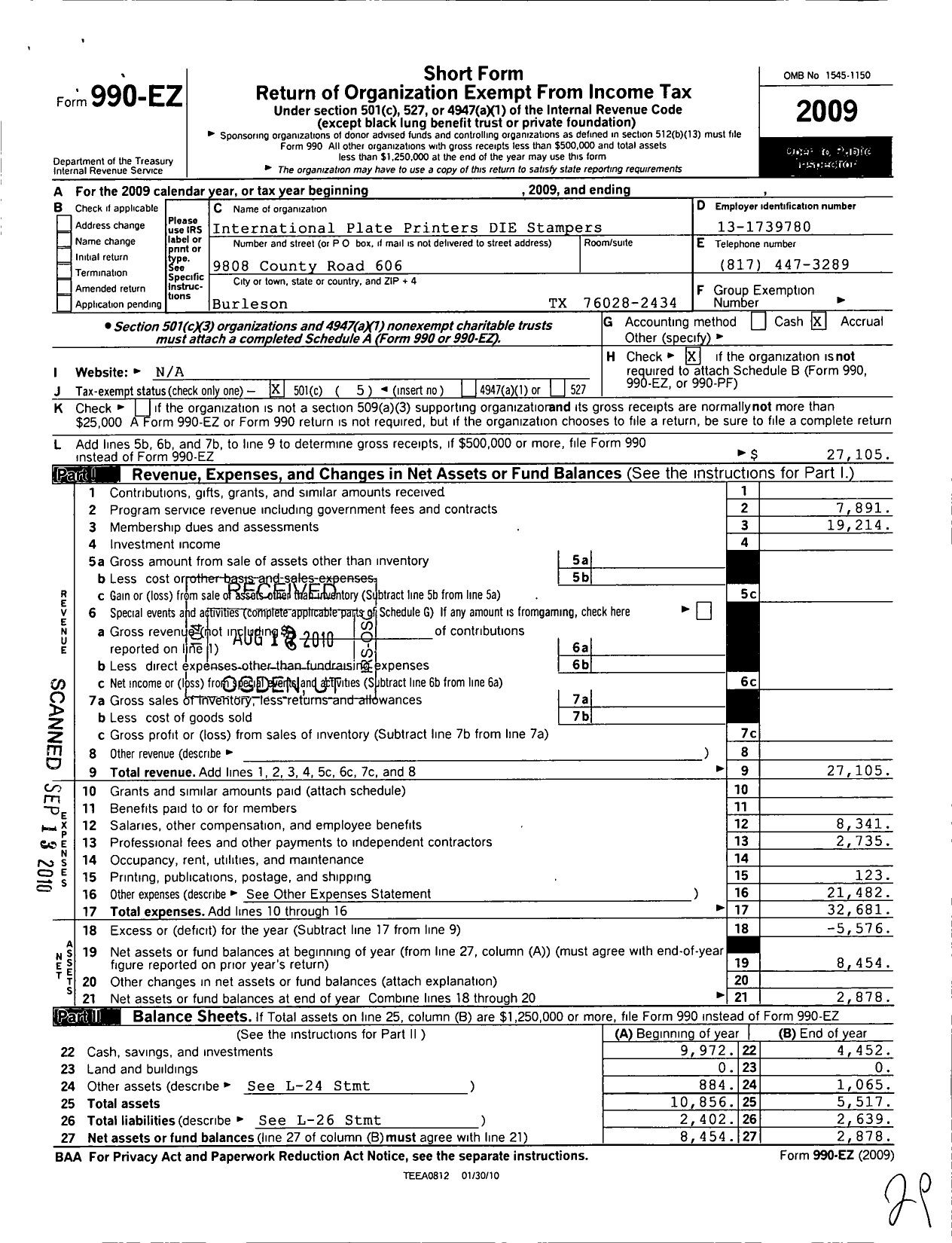 Image of first page of 2009 Form 990EO for International Plate Printers Die Stampers and Engravers Union of N A