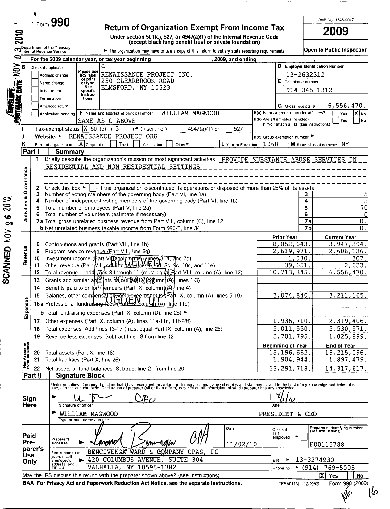 Image of first page of 2009 Form 990 for Renaissance Project