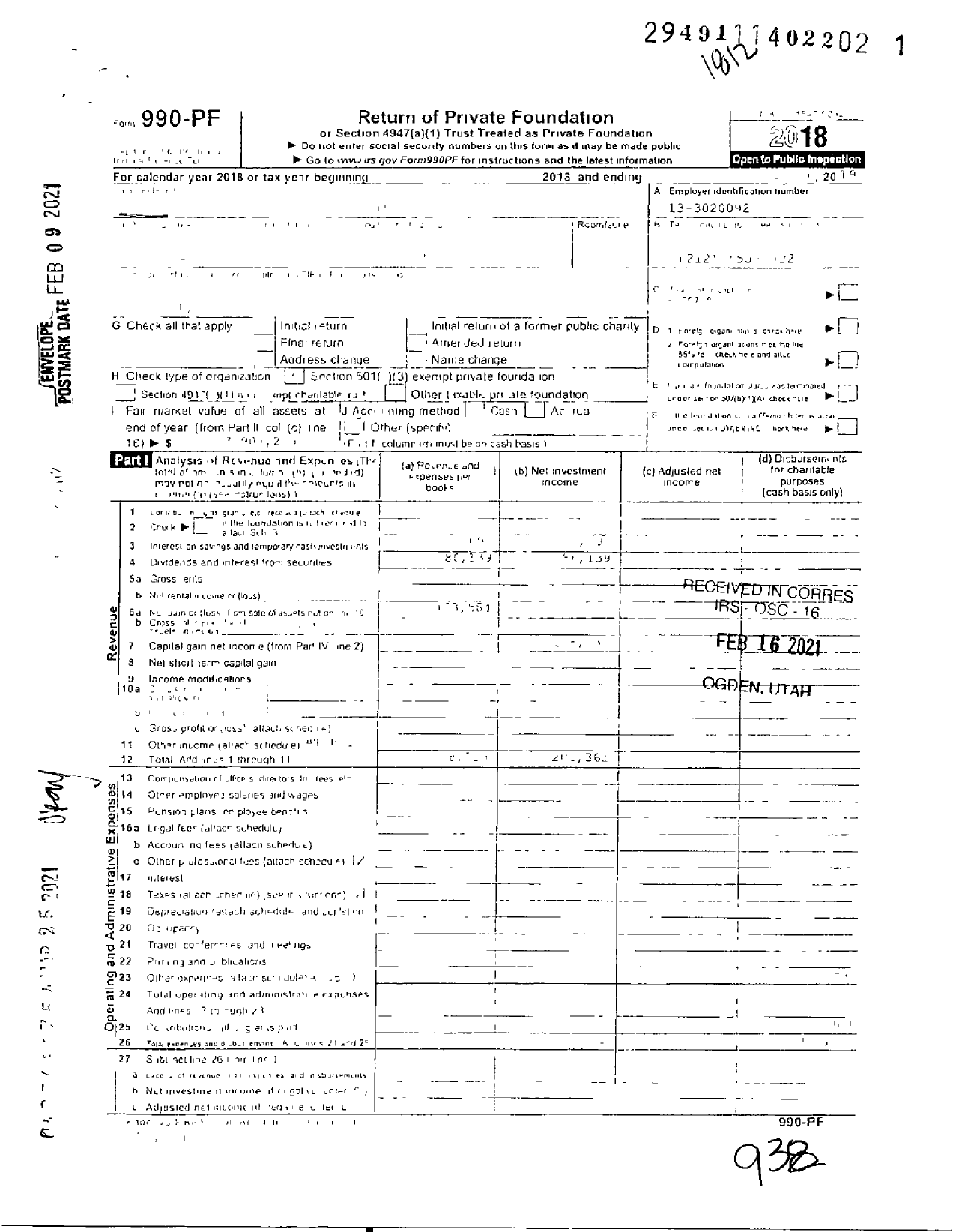 Image of first page of 2018 Form 990PF for Charitable Trust UW Monique Weill Weill-Caulier