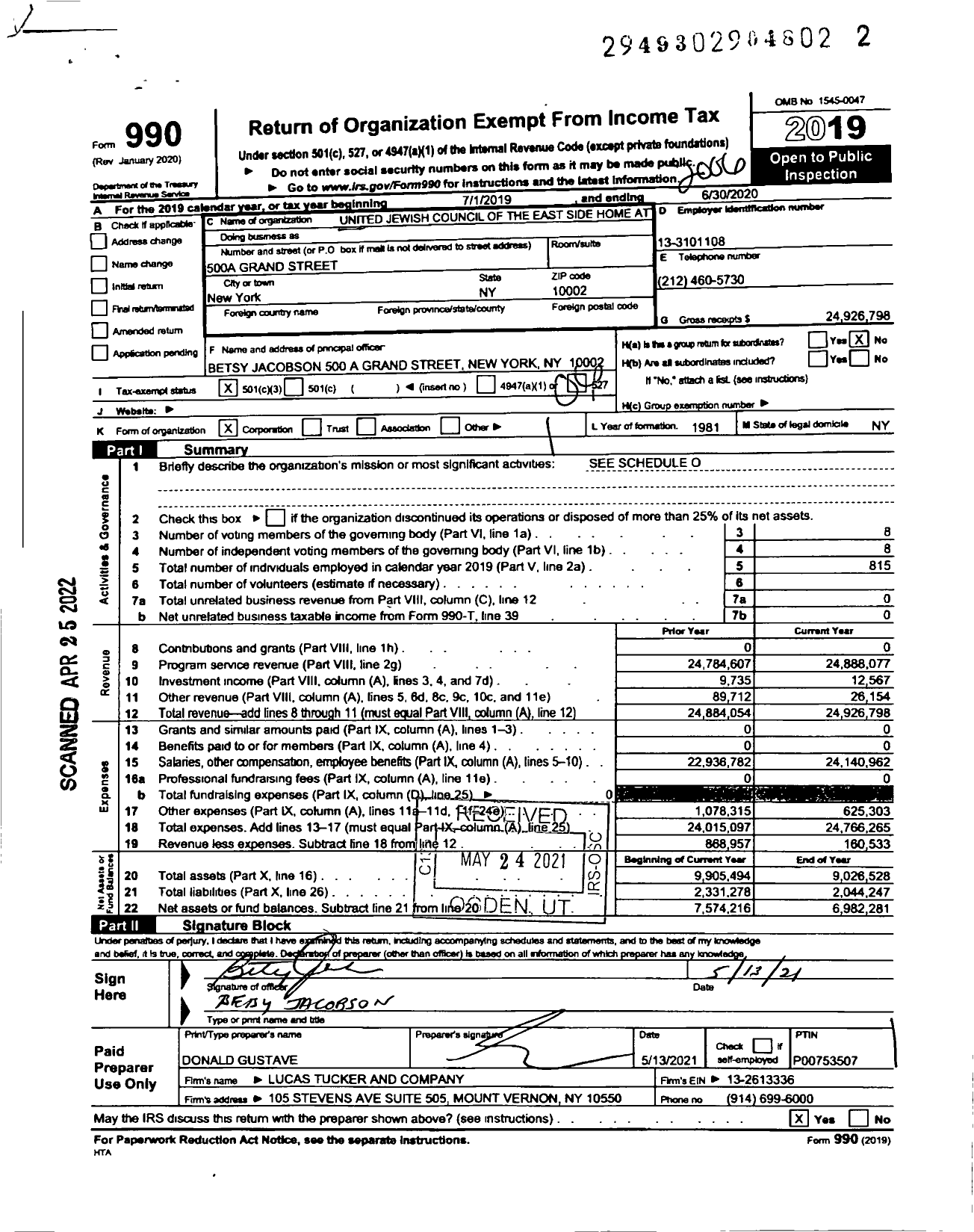 Image of first page of 2019 Form 990O for United Jewish Council of the East Side Home Attendant Service Corporation