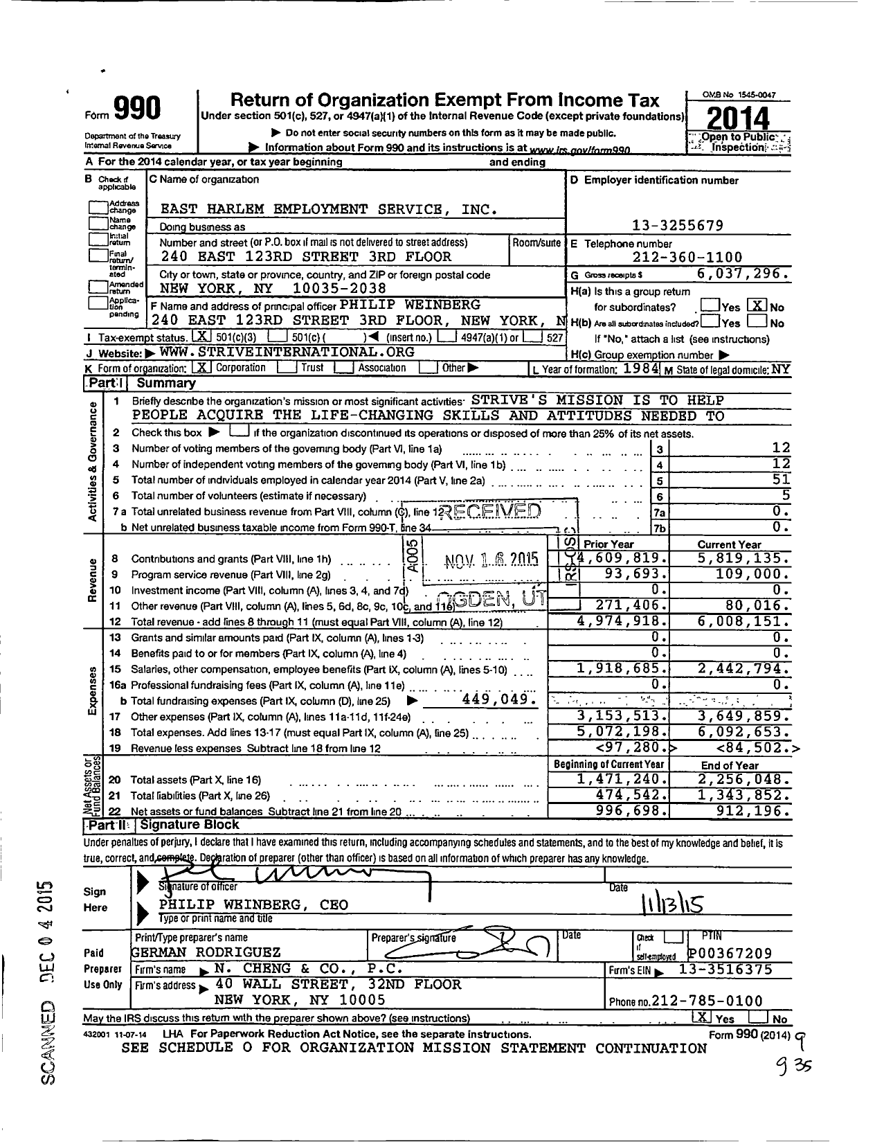 Image of first page of 2014 Form 990 for STRIVE International