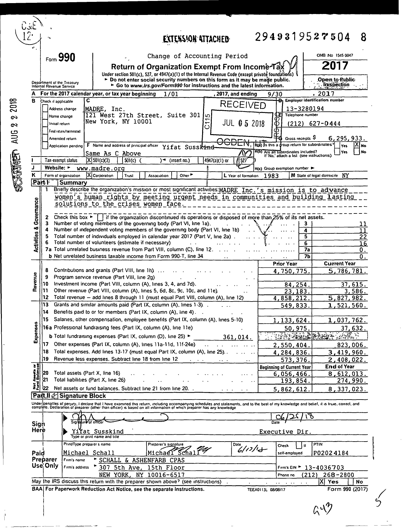 Image of first page of 2016 Form 990 for Madre