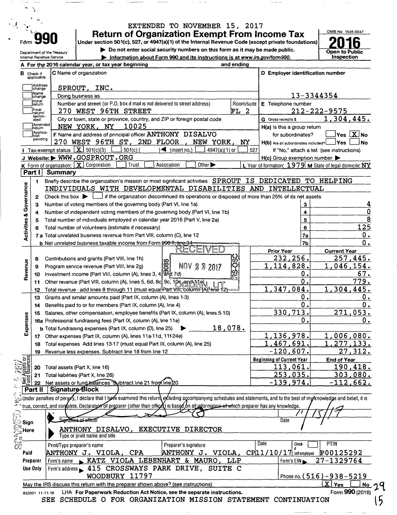 Image of first page of 2016 Form 990 for Sprout