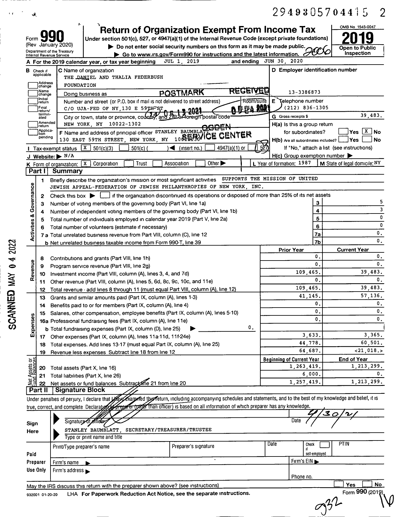 Image of first page of 2019 Form 990 for Uriel Charitable Foundation