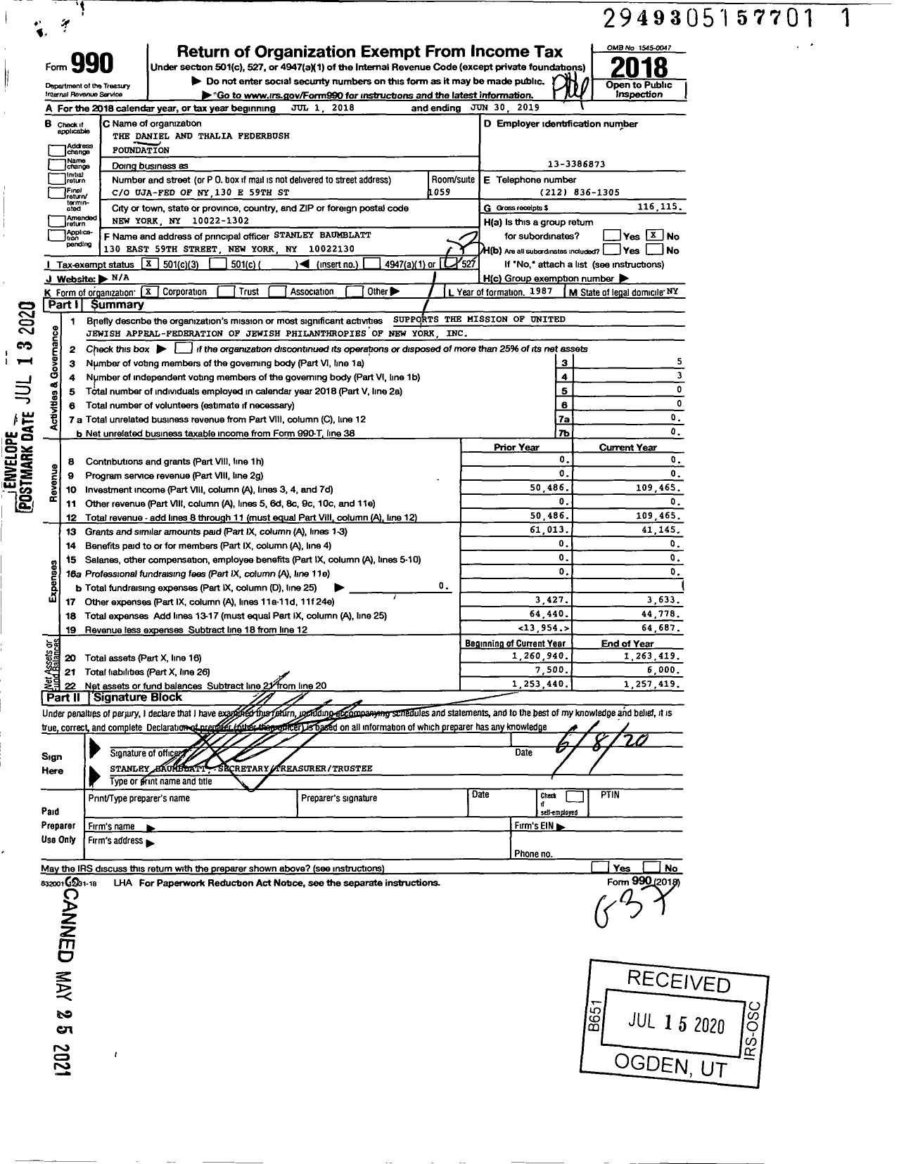 Image of first page of 2018 Form 990 for Uriel Charitable Foundation