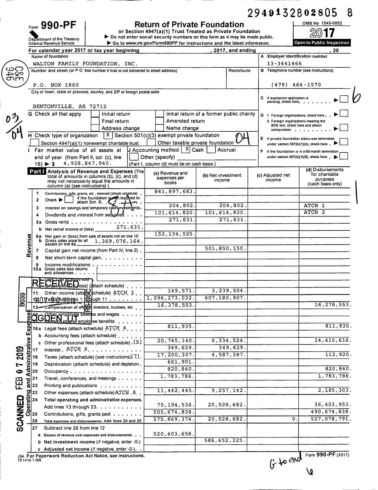 Image of first page of 2017 Form 990PF for Walton Family Foundation