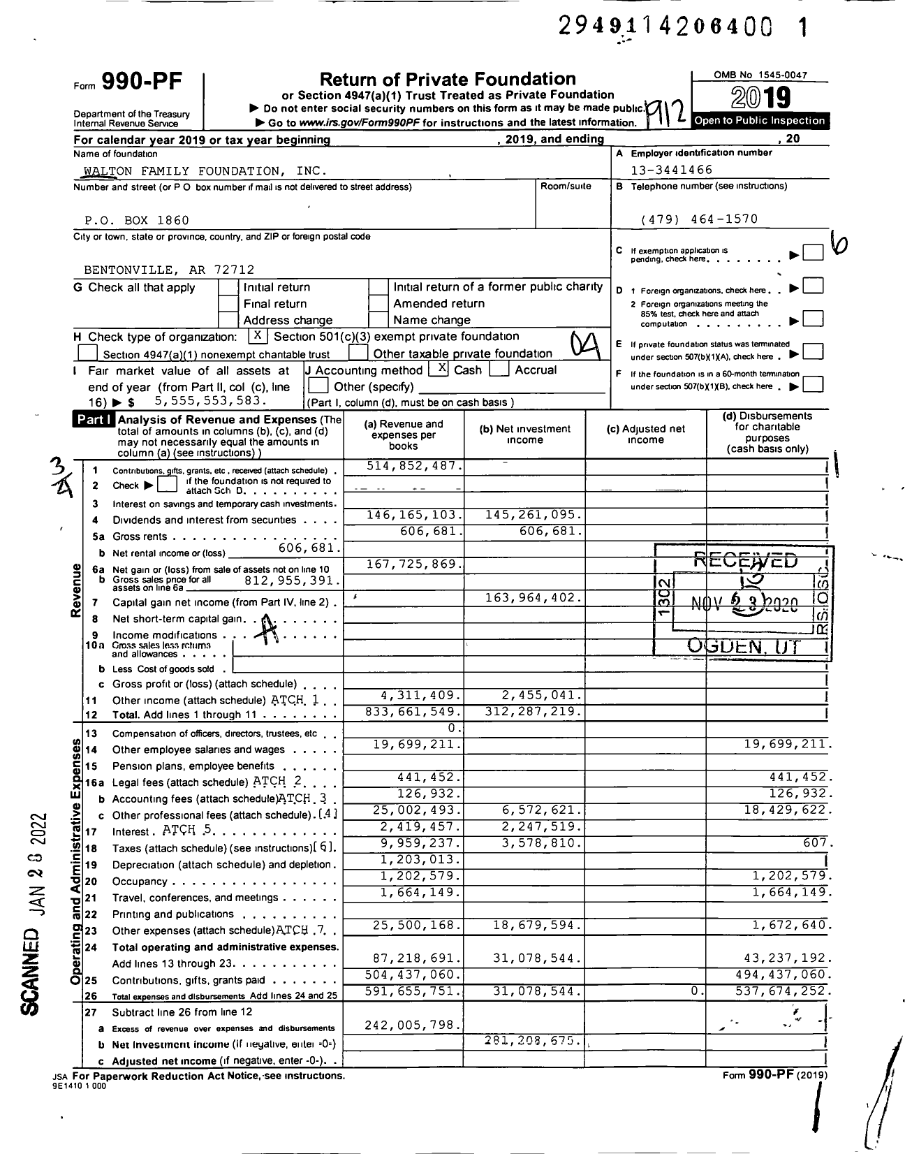 Image of first page of 2019 Form 990PF for Walton Family Foundation