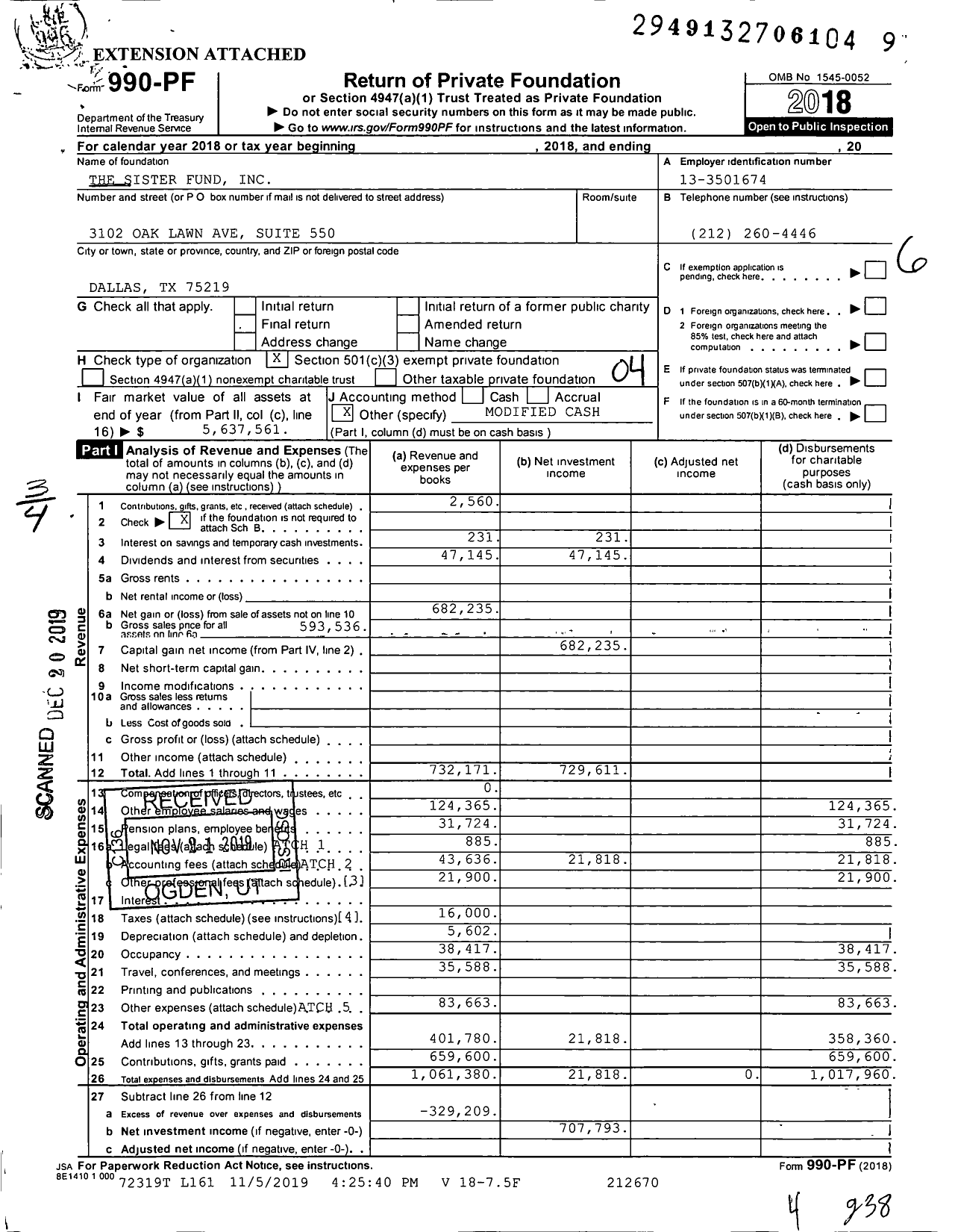 Image of first page of 2018 Form 990PF for HLH Family Foundation