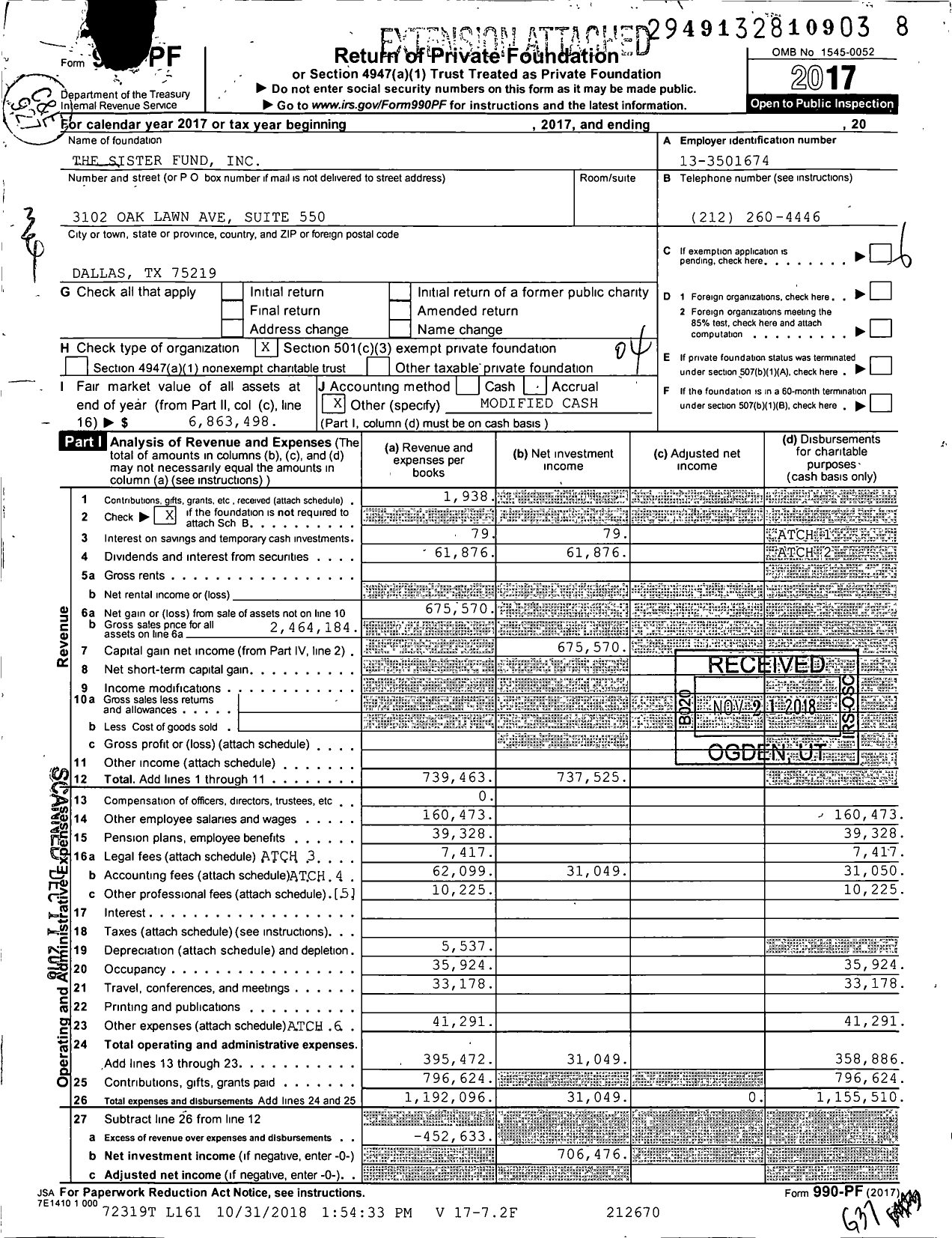 Image of first page of 2017 Form 990PF for HLH Family Foundation