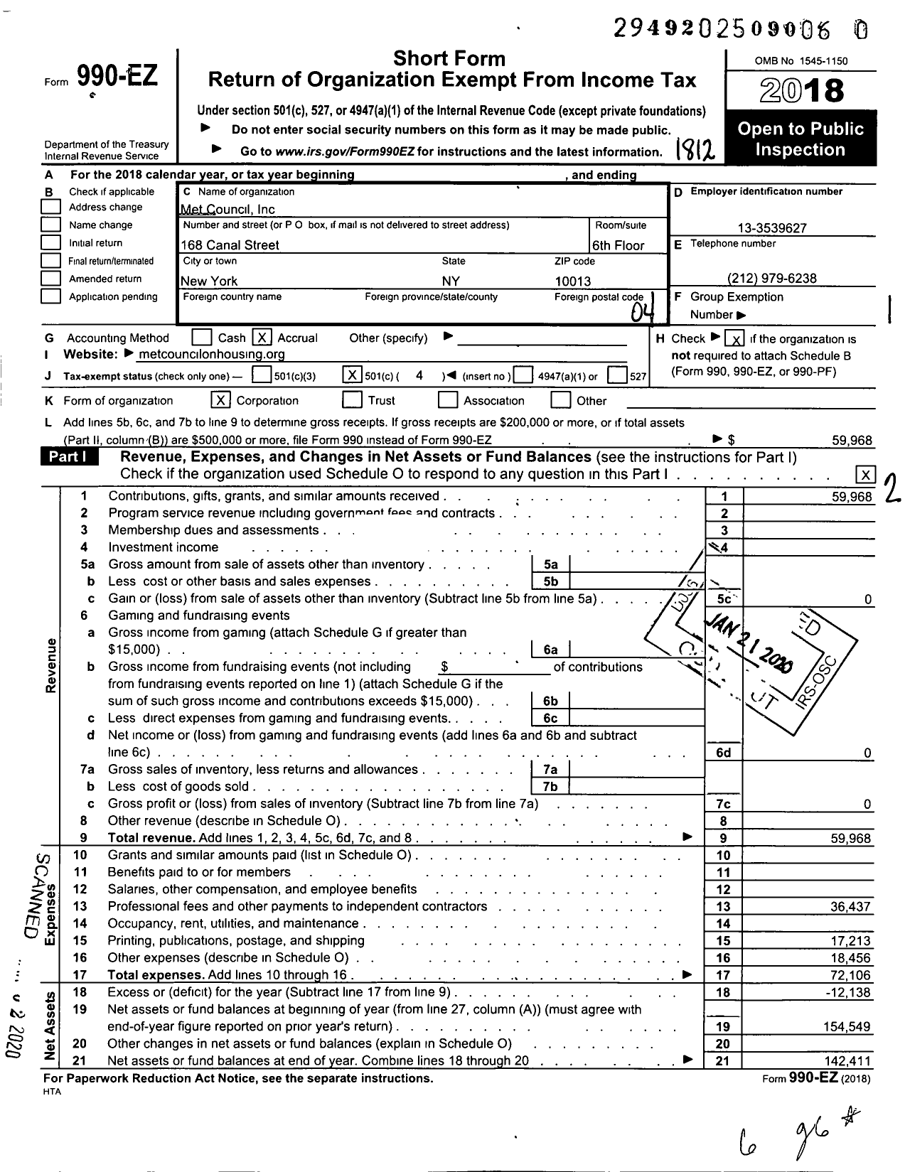 Image of first page of 2018 Form 990EO for Met Council