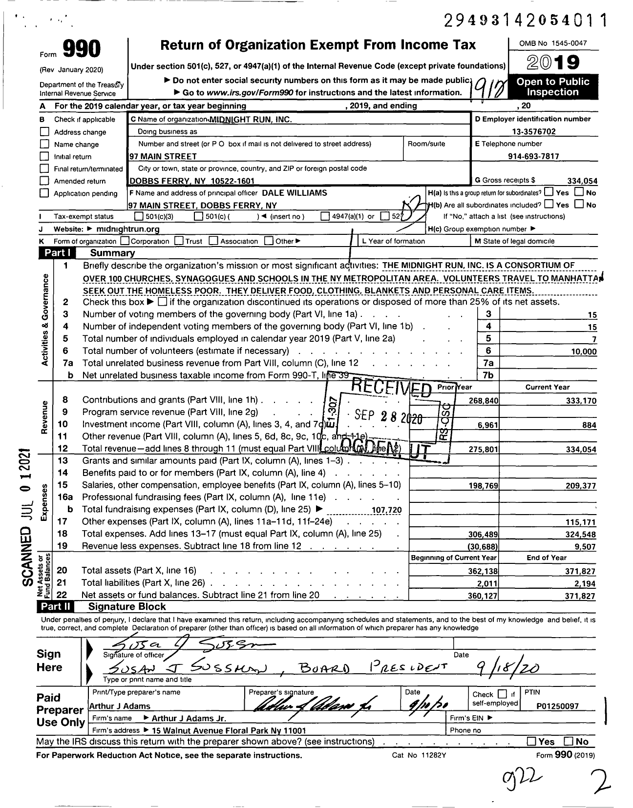 Image of first page of 2019 Form 990 for Midnight Run