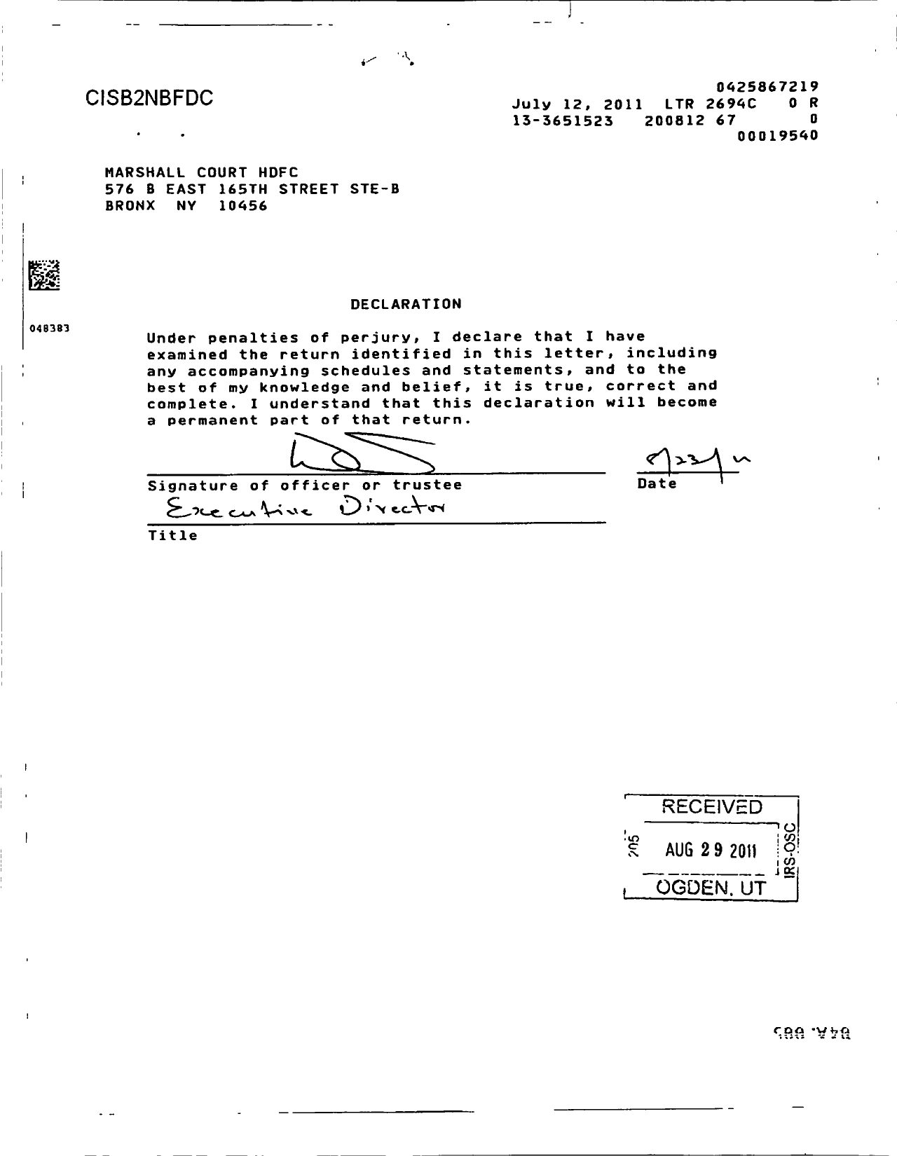 Image of first page of 2008 Form 990R for Marshall Court HDFC Corporation