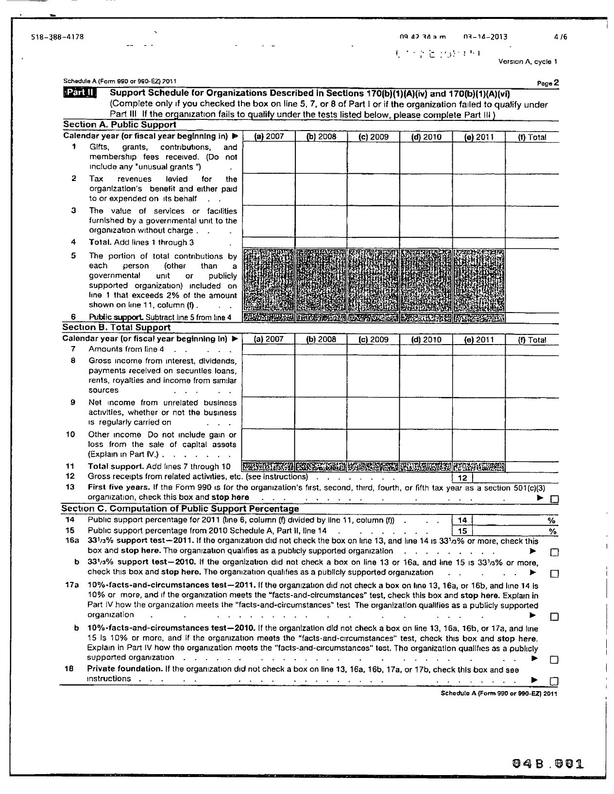 Image of first page of 2011 Form 990ER for New York State PTA - 12-319 Tesago PTA