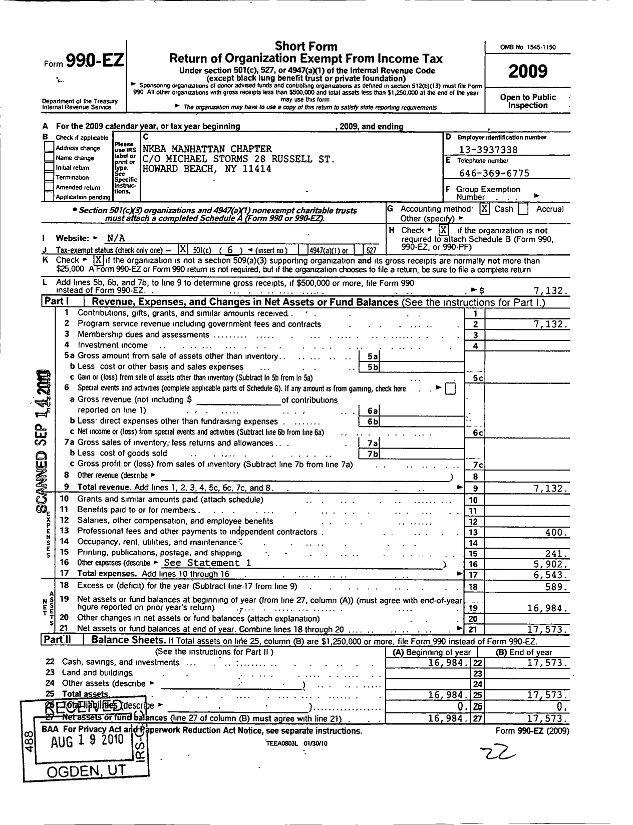 Image of first page of 2009 Form 990EO for National Kitchen and Bath Association / Manhattan