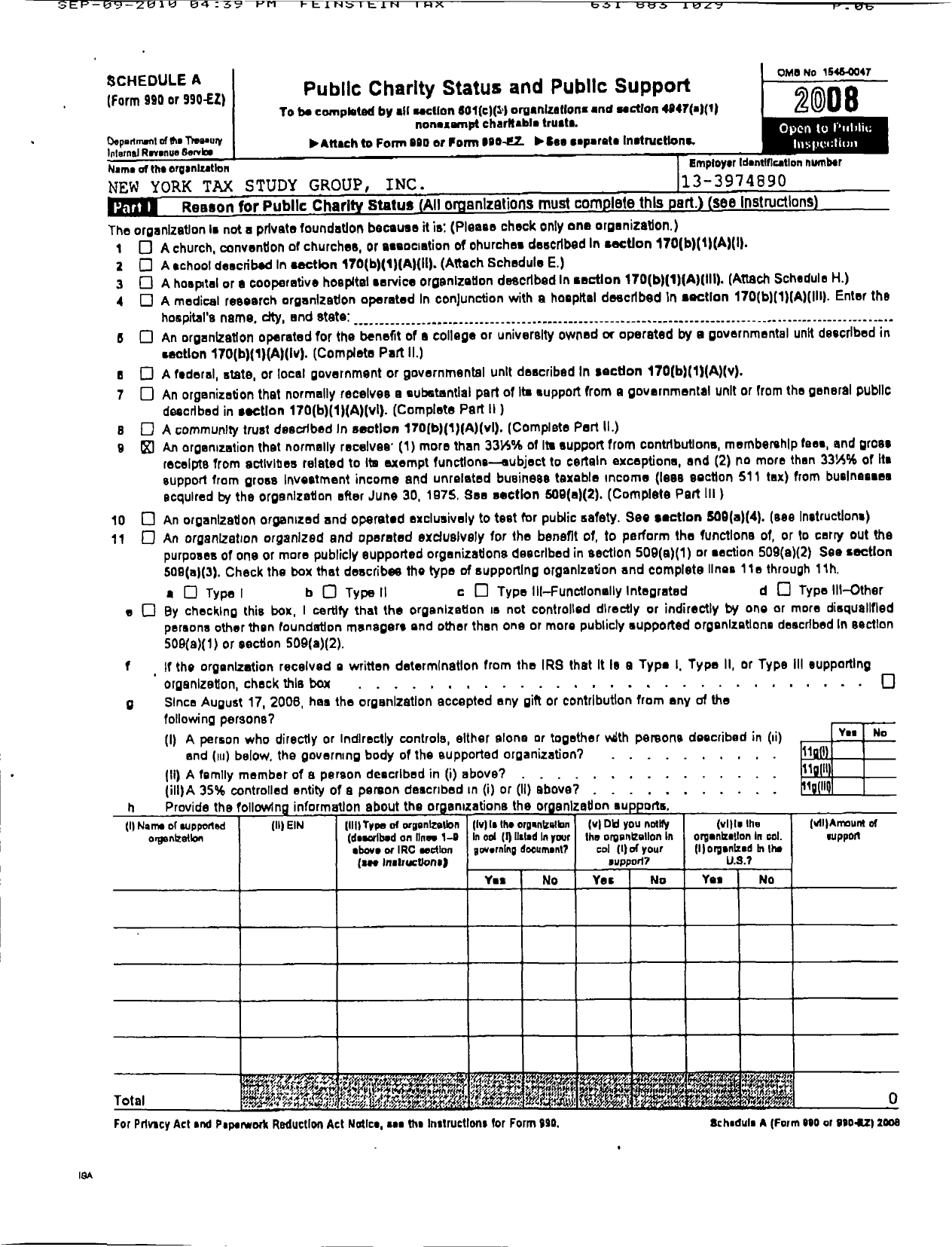 Image of first page of 2008 Form 990ER for New York Tax Study Group