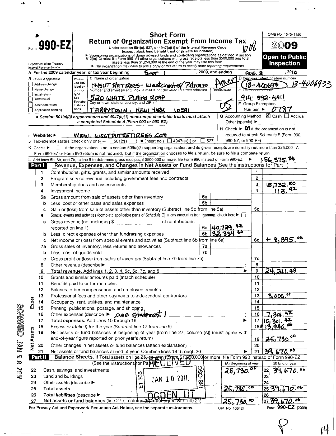 Image of first page of 2009 Form 990EO for American Federation of Teachers - 9515 Retiree Council 15-16