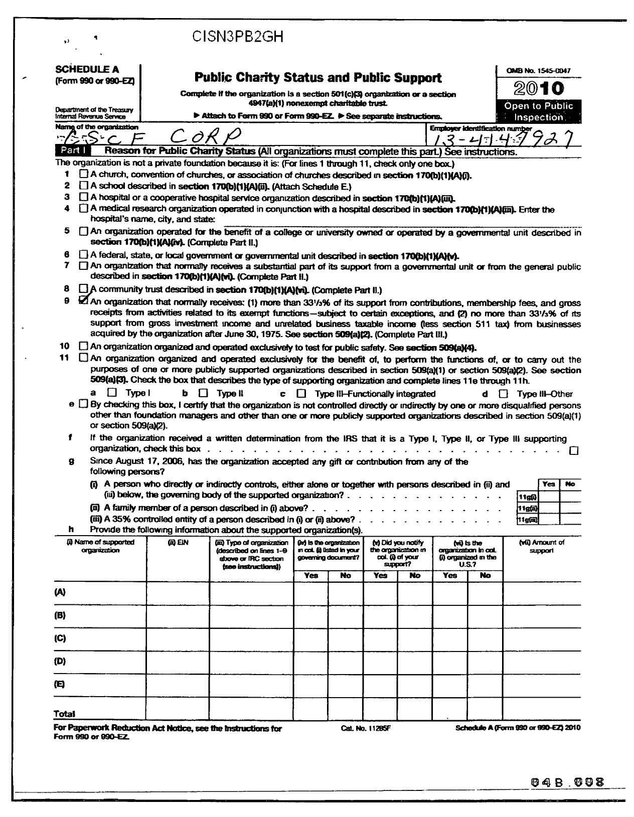 Image of first page of 2010 Form 990ER for CSCF Corporation