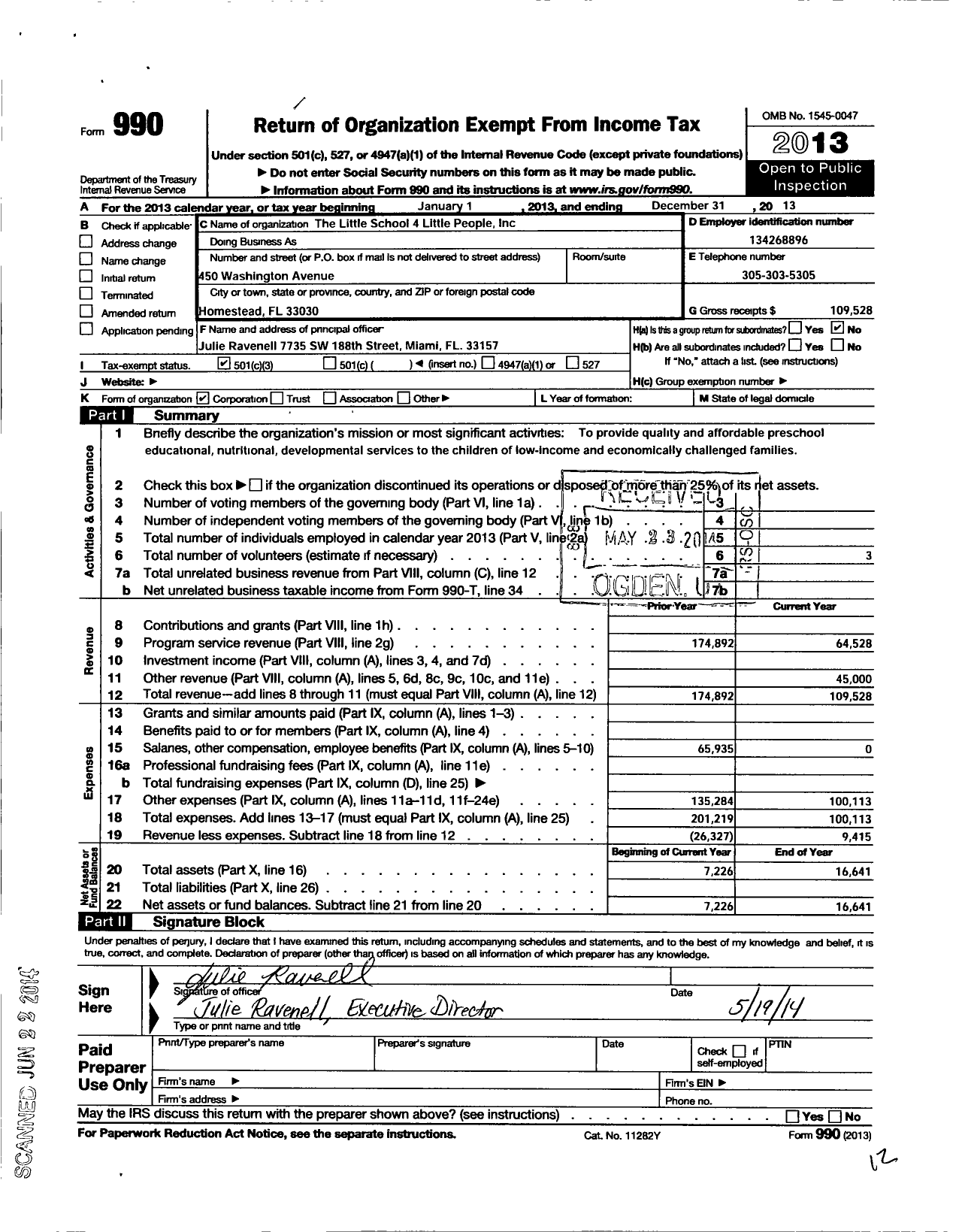 Image of first page of 2013 Form 990 for Avant Educational Services