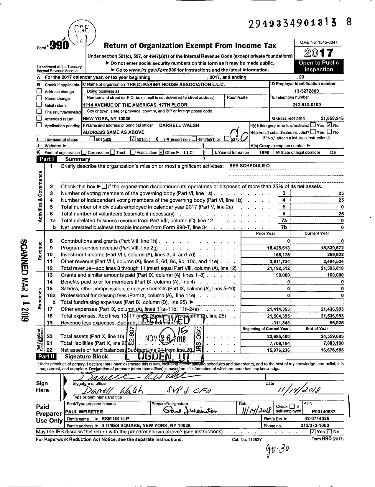 Image of first page of 2017 Form 990O for The Clearing House