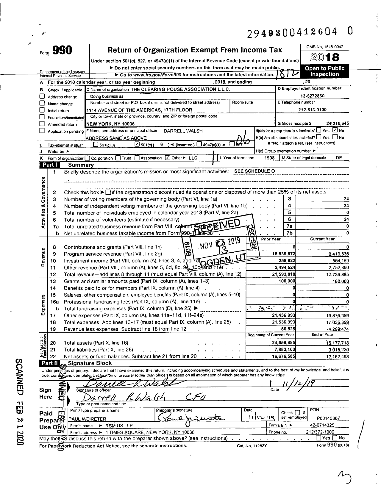 Image of first page of 2018 Form 990O for The Clearing House