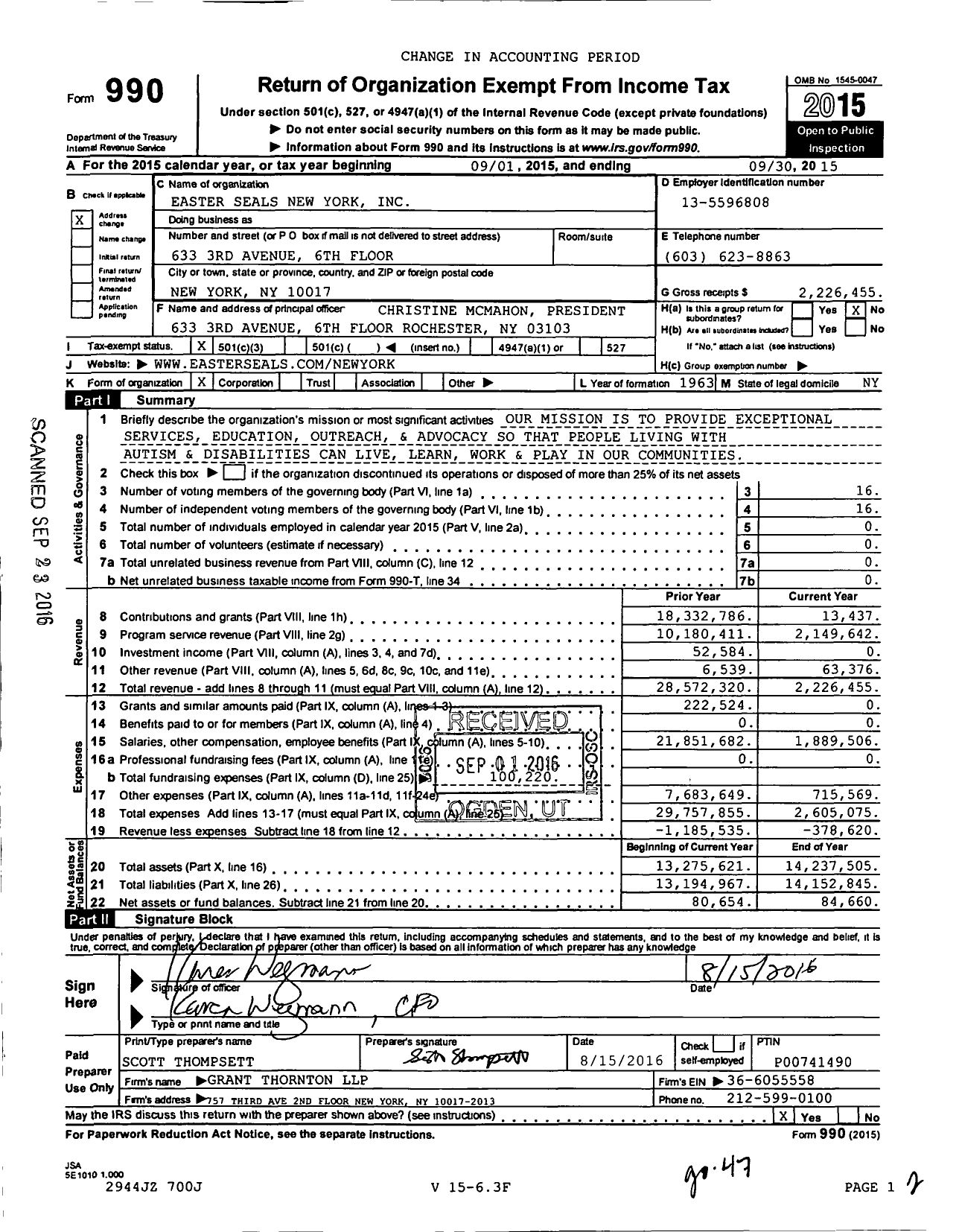 Image of first page of 2014 Form 990 for Easterseals New York