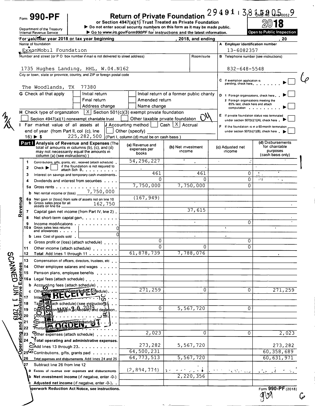 Image of first page of 2018 Form 990PF for Exxonmobil Foundation